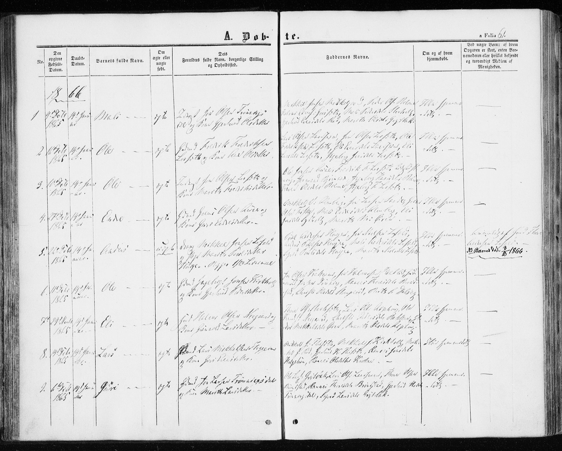 Ministerialprotokoller, klokkerbøker og fødselsregistre - Møre og Romsdal, AV/SAT-A-1454/598/L1067: Parish register (official) no. 598A01, 1858-1871, p. 61