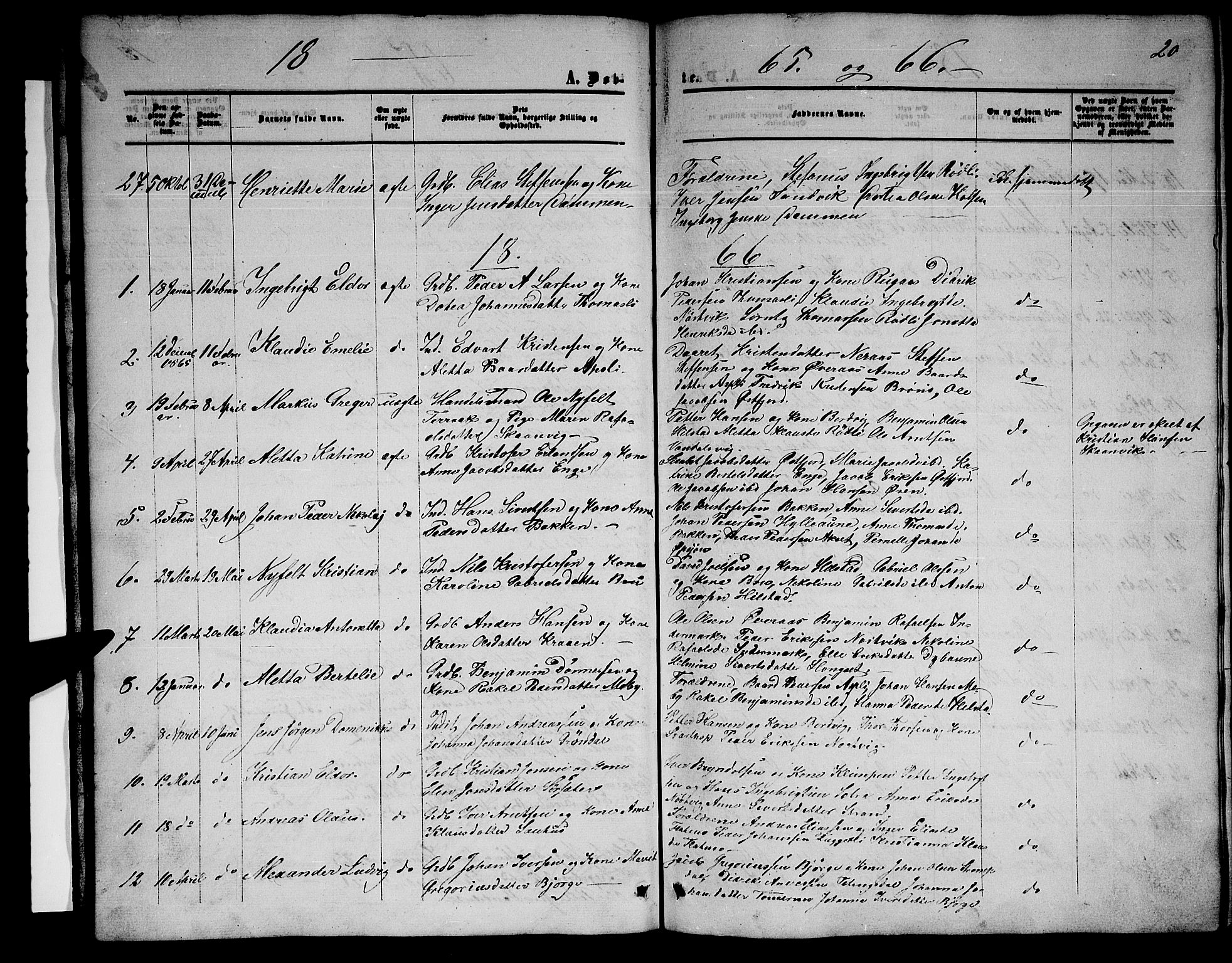 Ministerialprotokoller, klokkerbøker og fødselsregistre - Nordland, SAT/A-1459/814/L0229: Parish register (copy) no. 814C02, 1859-1883, p. 20