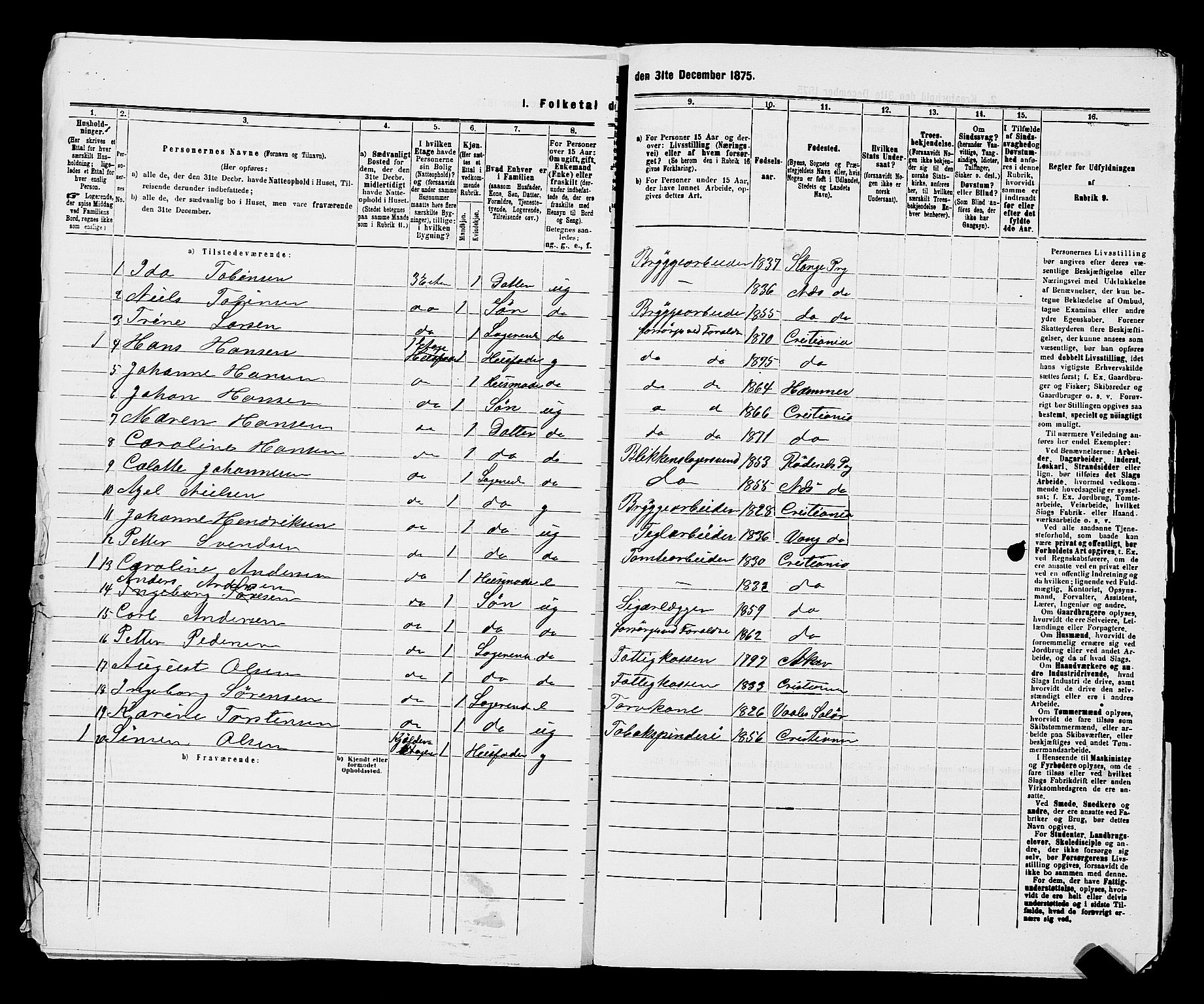 RA, 1875 census for 0301 Kristiania, 1875, p. 2269