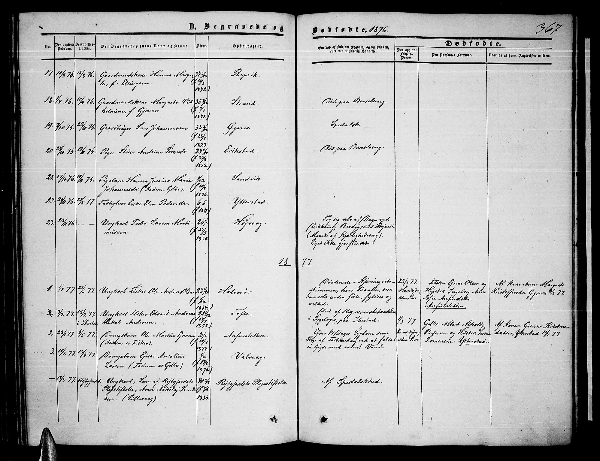 Ministerialprotokoller, klokkerbøker og fødselsregistre - Nordland, AV/SAT-A-1459/872/L1046: Parish register (copy) no. 872C02, 1852-1879, p. 367