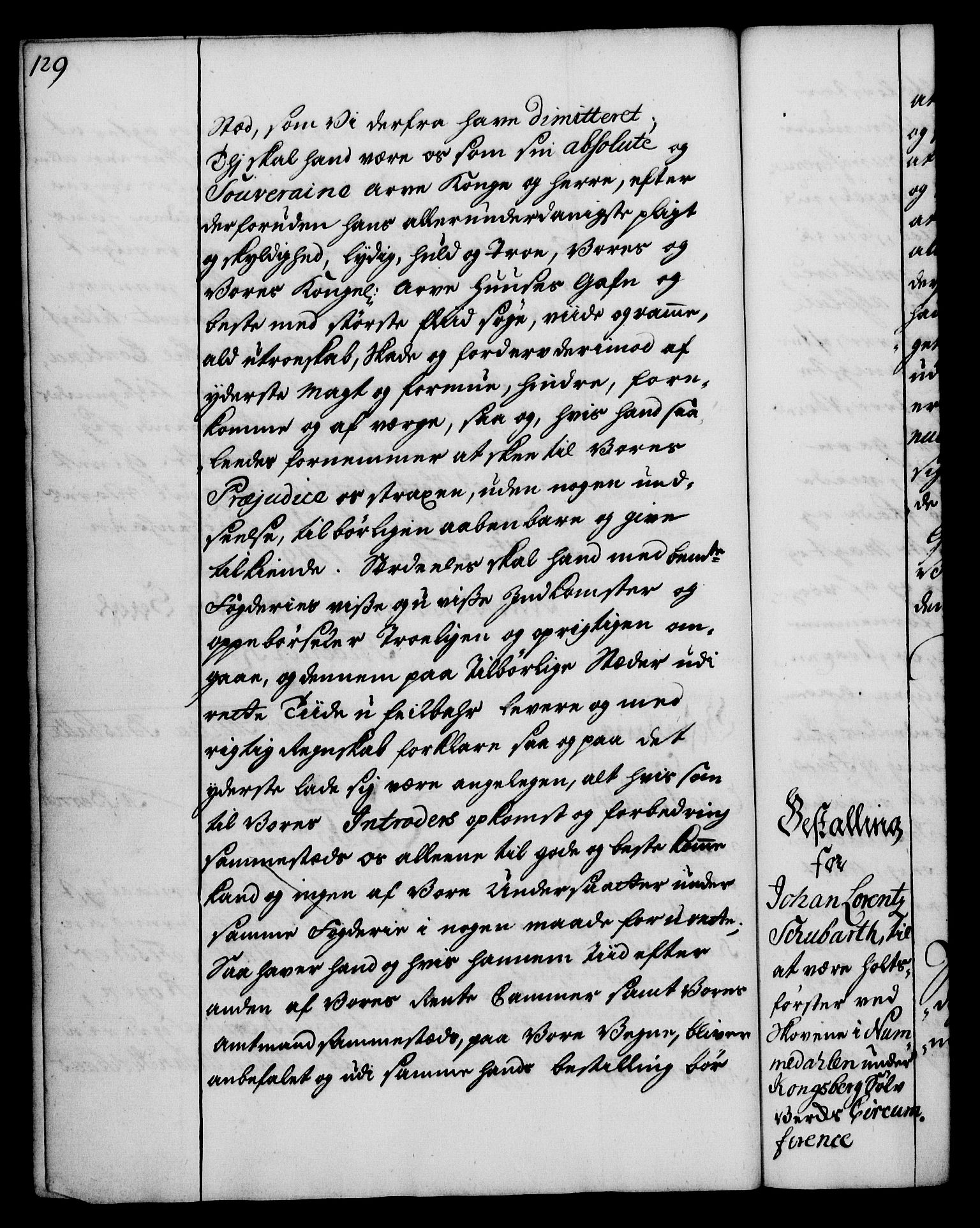 Rentekammeret, Kammerkanselliet, RA/EA-3111/G/Gg/Gge/L0003: Norsk bestallingsprotokoll med register (merket RK 53.27), 1745-1761, p. 129