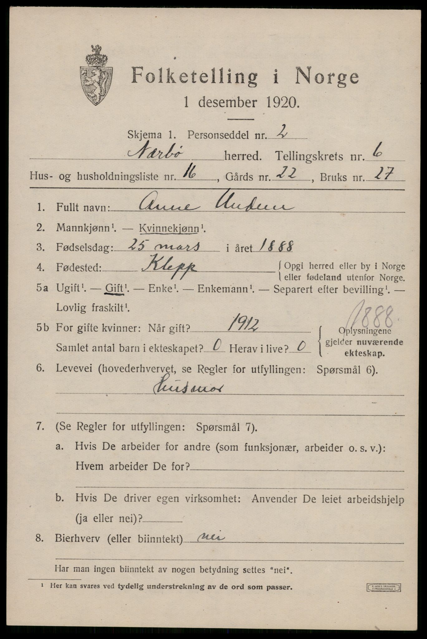 SAST, 1920 census for Nærbø, 1920, p. 3789