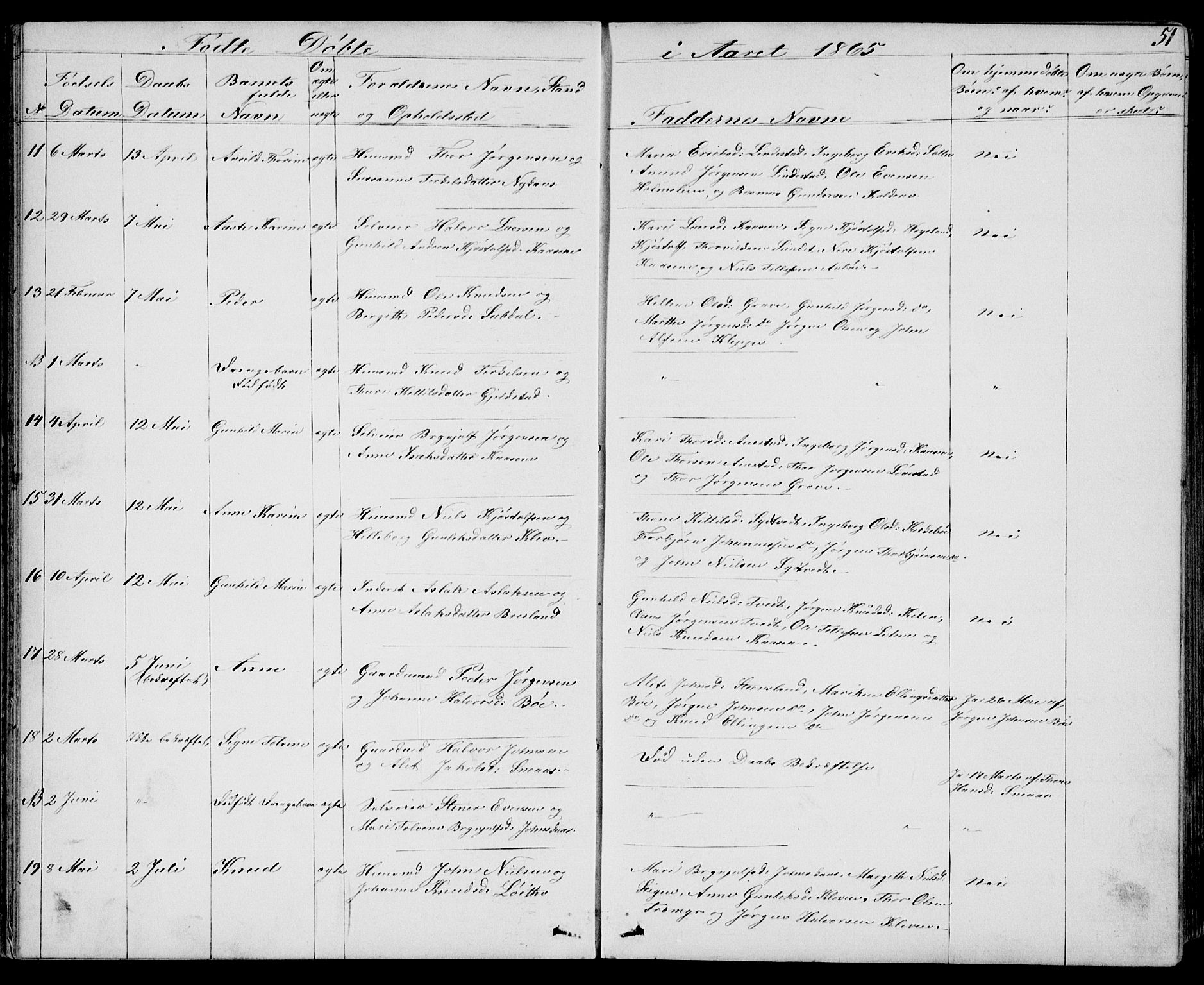 Drangedal kirkebøker, SAKO/A-258/G/Gb/L0001: Parish register (copy) no. II 1, 1856-1894, p. 51
