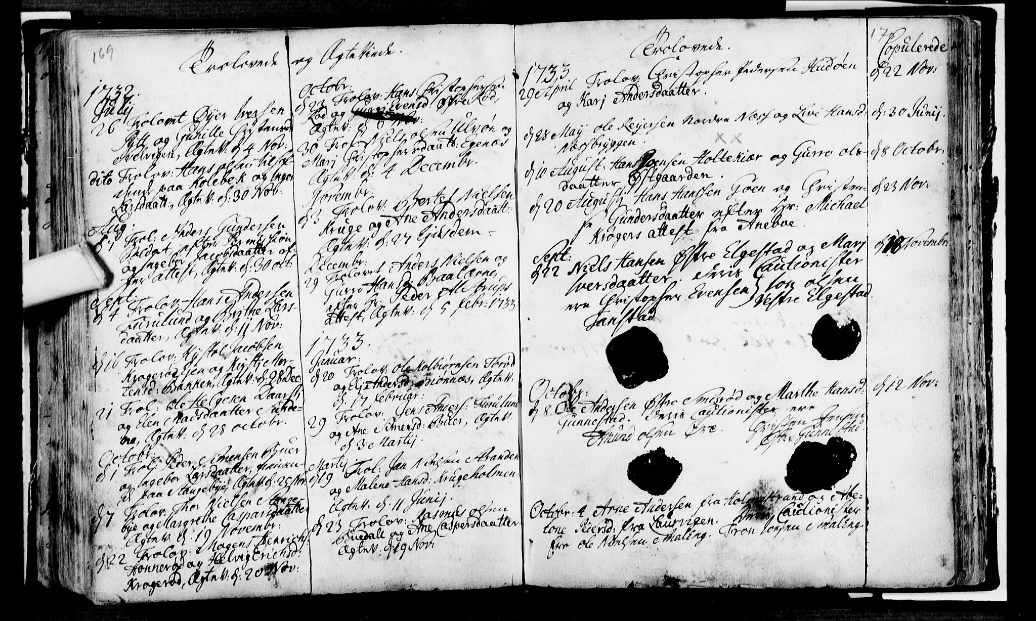 Nøtterøy kirkebøker, SAKO/A-354/F/Fa/L0001: Parish register (official) no. I 1, 1686-1738, p. 169-170