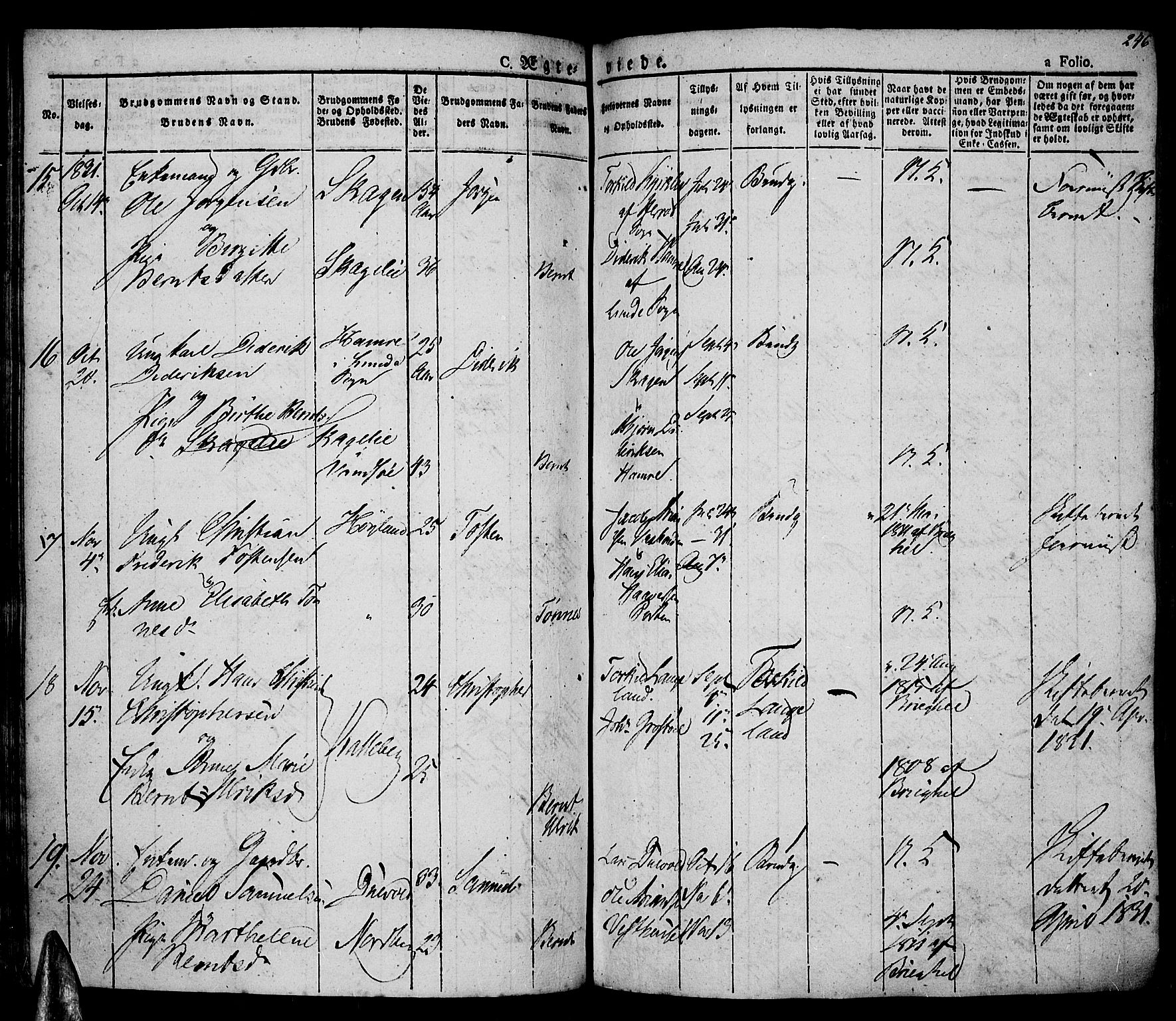 Lista sokneprestkontor, AV/SAK-1111-0027/F/Fa/L0008: Parish register (official) no. A 8, 1823-1835, p. 246