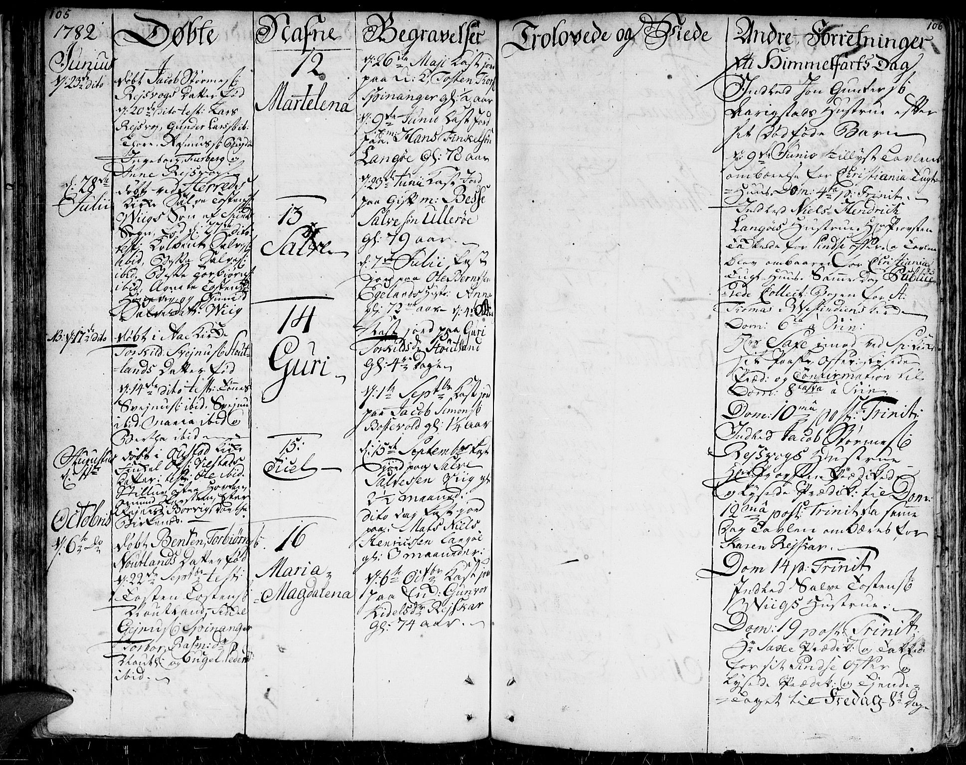 Herad sokneprestkontor, SAK/1111-0018/F/Fa/Faa/L0001: Parish register (official) no. A 1 /2, 1768-1797, p. 105-106