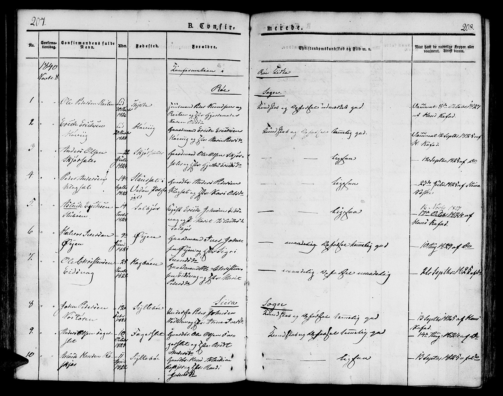 Ministerialprotokoller, klokkerbøker og fødselsregistre - Møre og Romsdal, SAT/A-1454/551/L0624: Parish register (official) no. 551A04, 1831-1845, p. 207-208