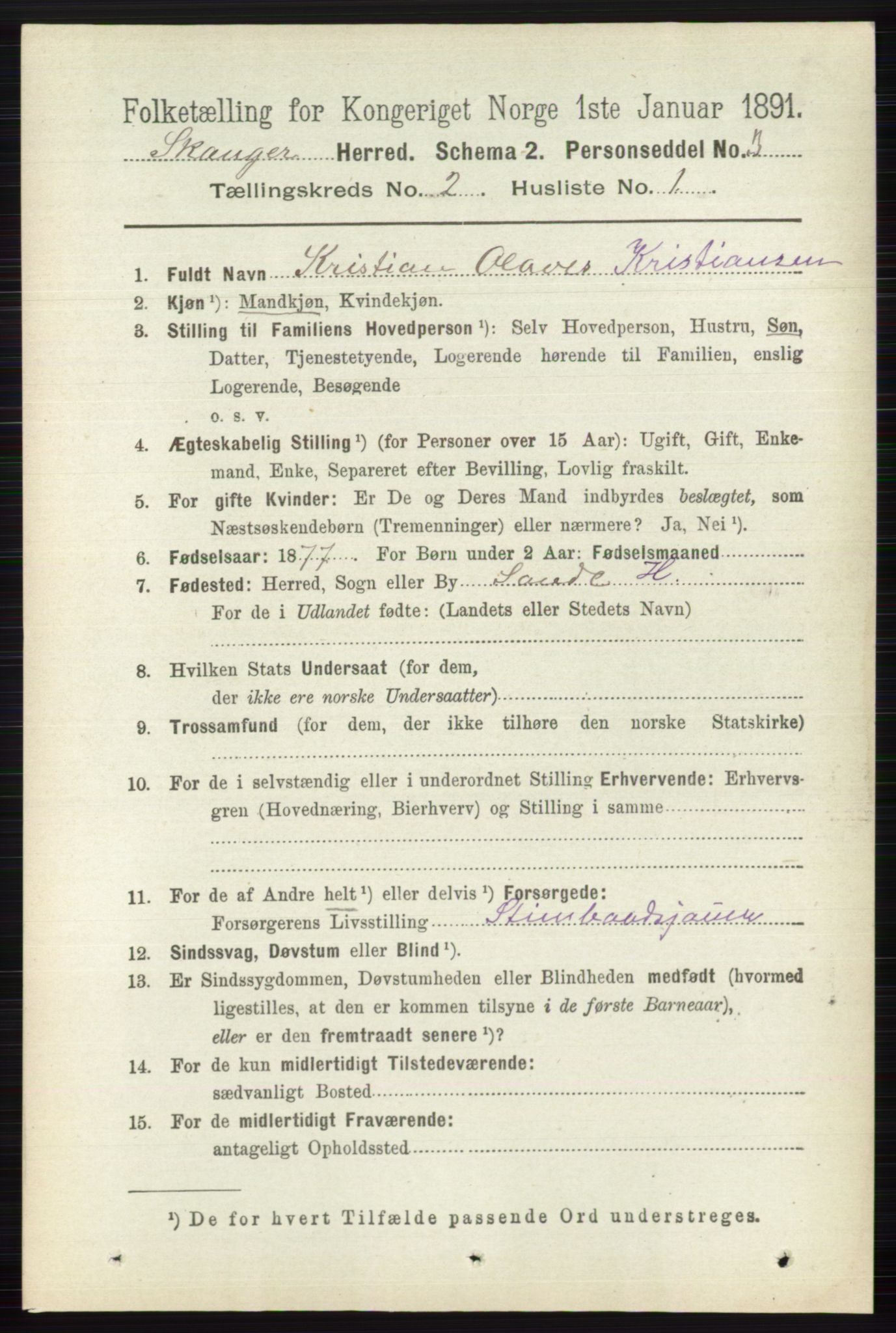 RA, 1891 census for 0712 Skoger, 1891, p. 857