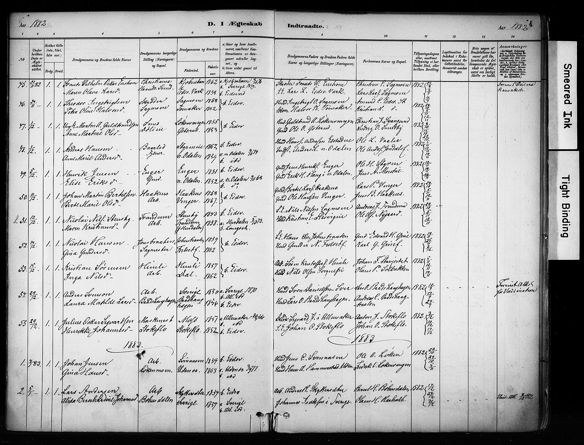 Eidsvoll prestekontor Kirkebøker, SAO/A-10888/F/Fa/L0003: Parish register (official) no. I 3, 1882-1895, p. 4