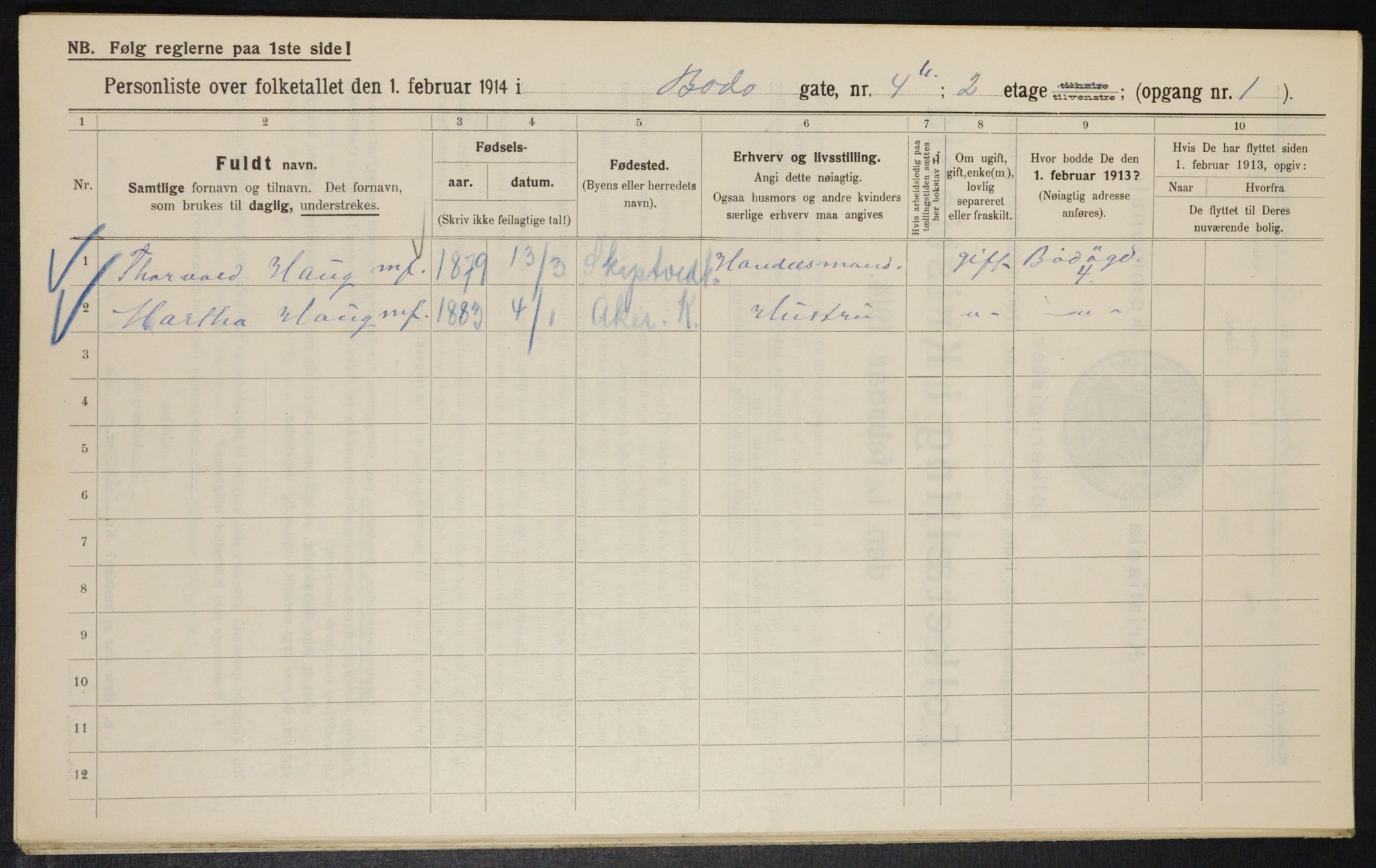 OBA, Municipal Census 1914 for Kristiania, 1914, p. 6711