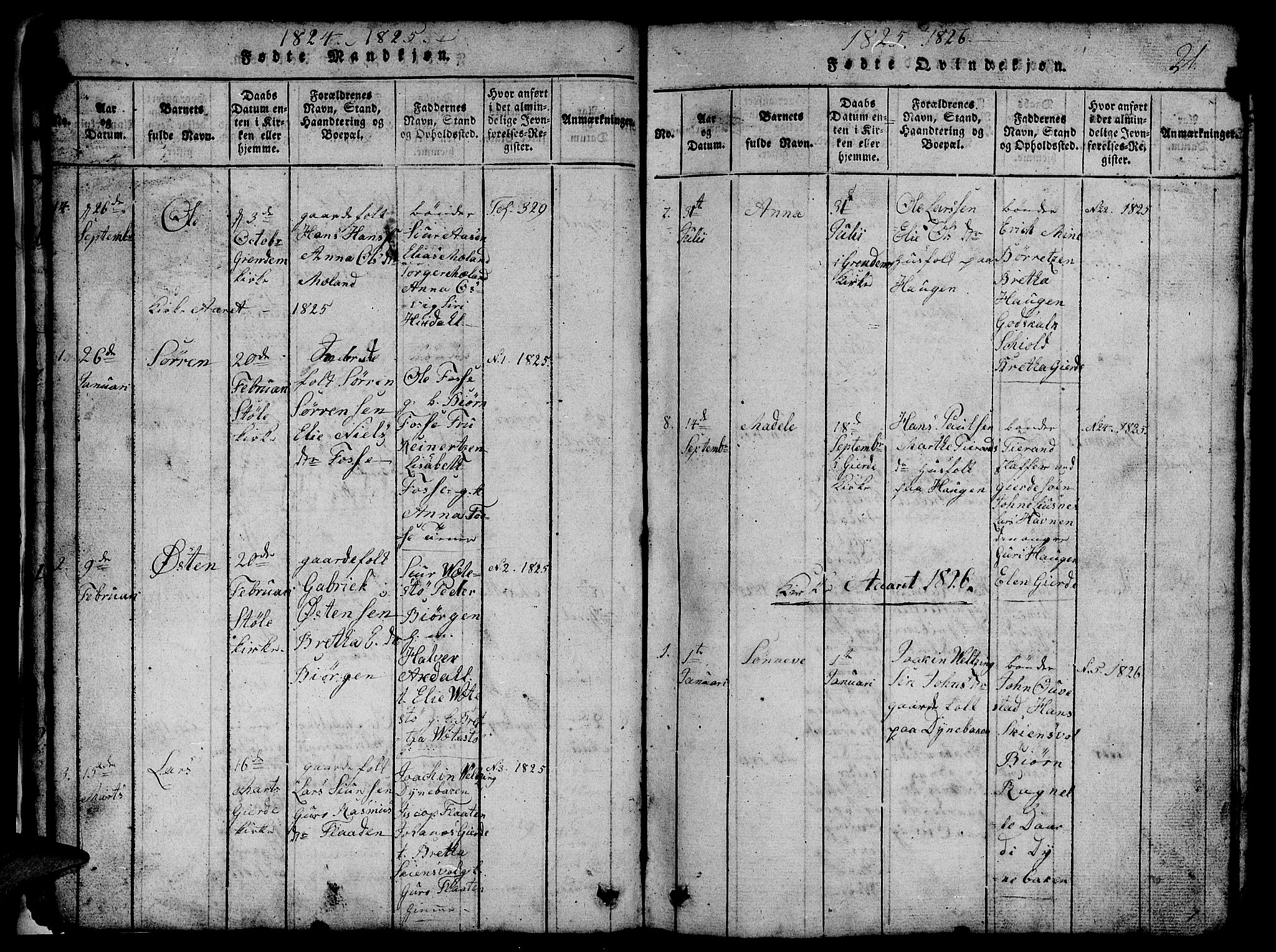 Etne sokneprestembete, SAB/A-75001/H/Hab: Parish register (copy) no. B 1, 1815-1850, p. 21