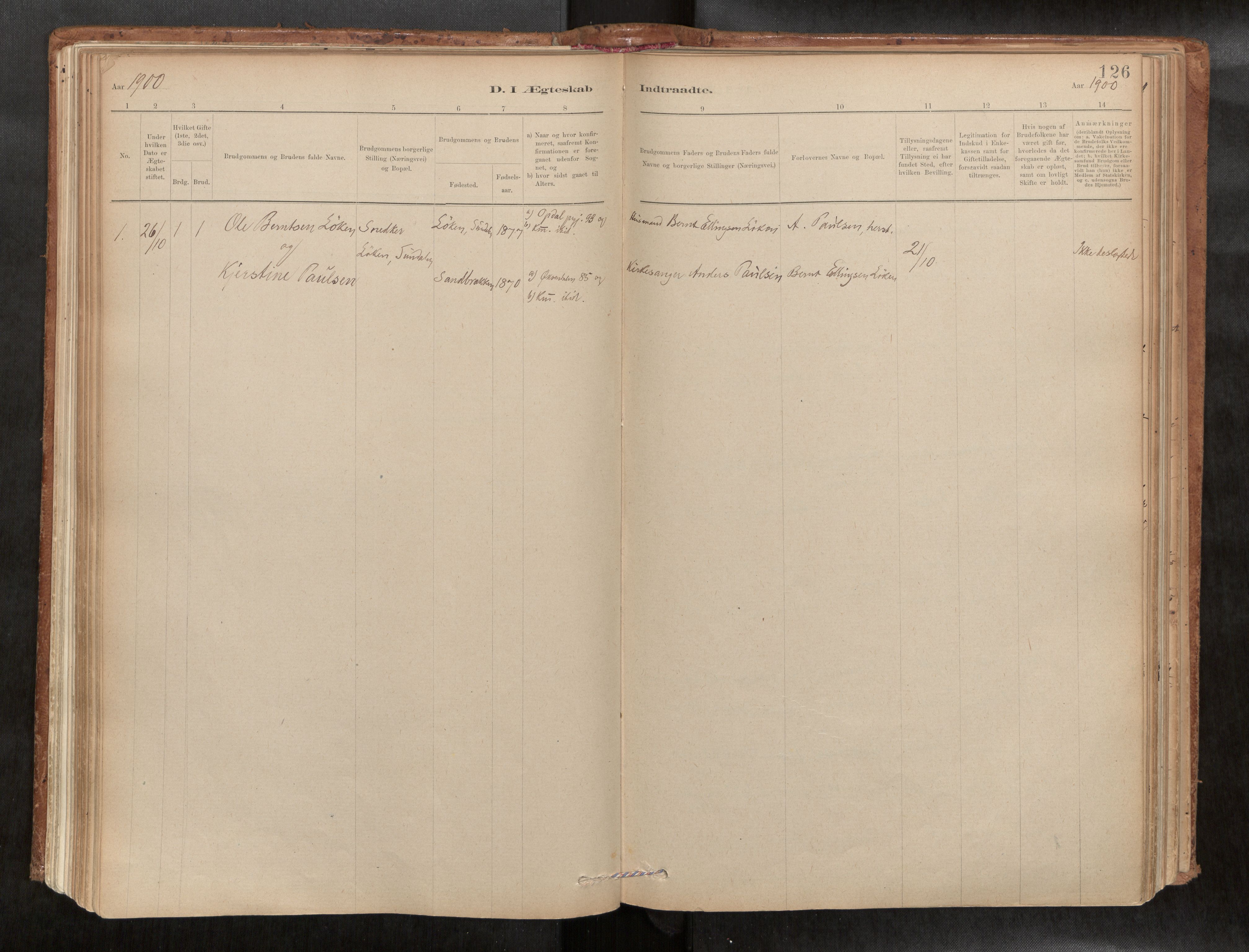 Ministerialprotokoller, klokkerbøker og fødselsregistre - Møre og Romsdal, SAT/A-1454/588/L1006: Parish register (official) no. 588A03, 1886-1912, p. 126