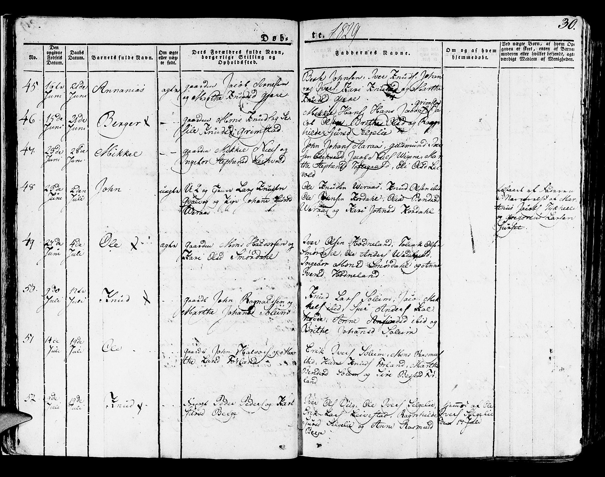 Lindås Sokneprestembete, AV/SAB-A-76701/H/Haa/Haaa/L0008: Parish register (official) no. A 8, 1823-1836, p. 30