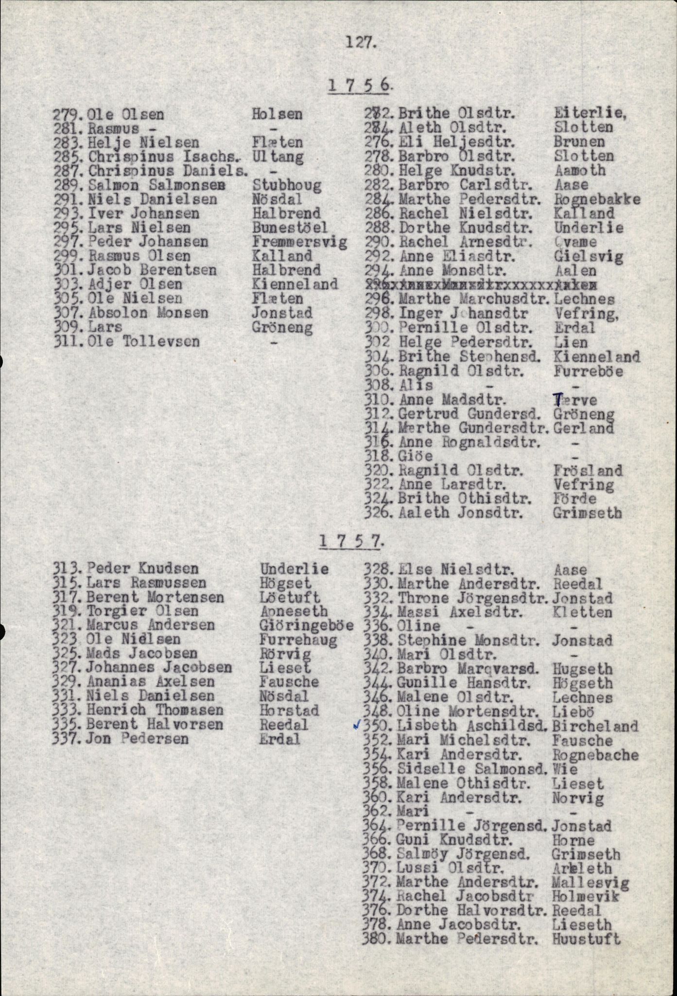 Samling av fulltekstavskrifter, SAB/FULLTEKST/B/14/0007: Førde sokneprestembete, ministerialbok nr. A 3, 1749-1764, p. 127