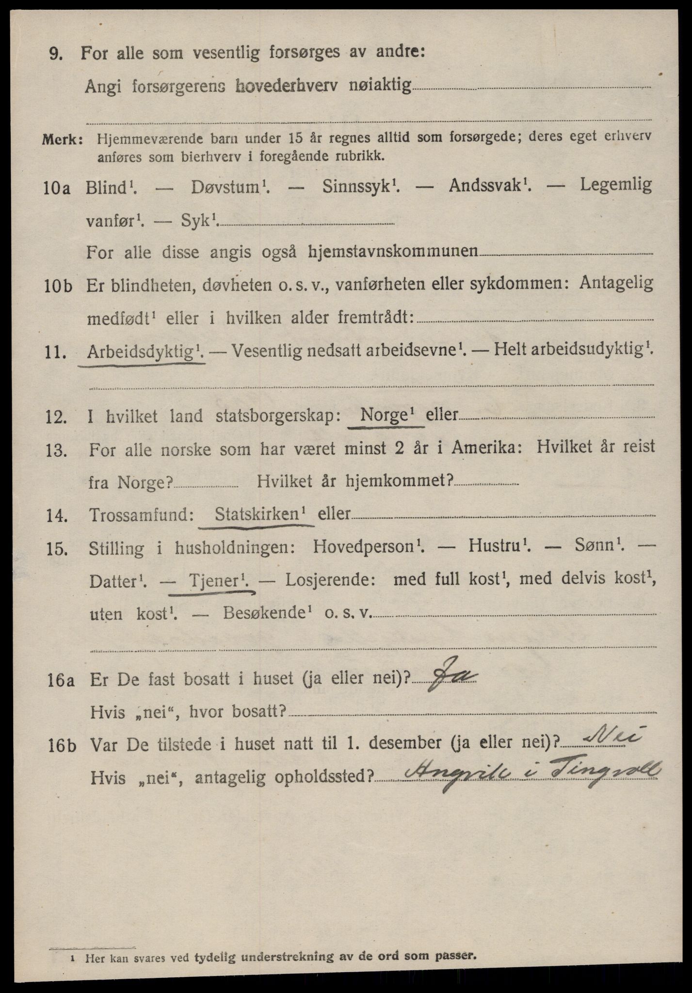 SAT, 1920 census for Tingvoll, 1920, p. 1799