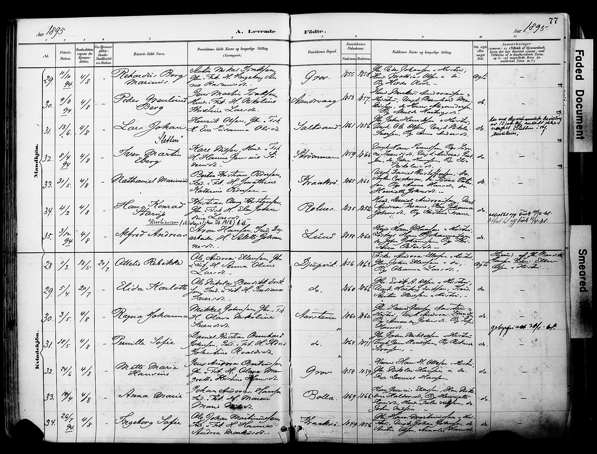Ibestad sokneprestembete, SATØ/S-0077/H/Ha/Haa/L0012kirke: Parish register (official) no. 12, 1890-1900, p. 77