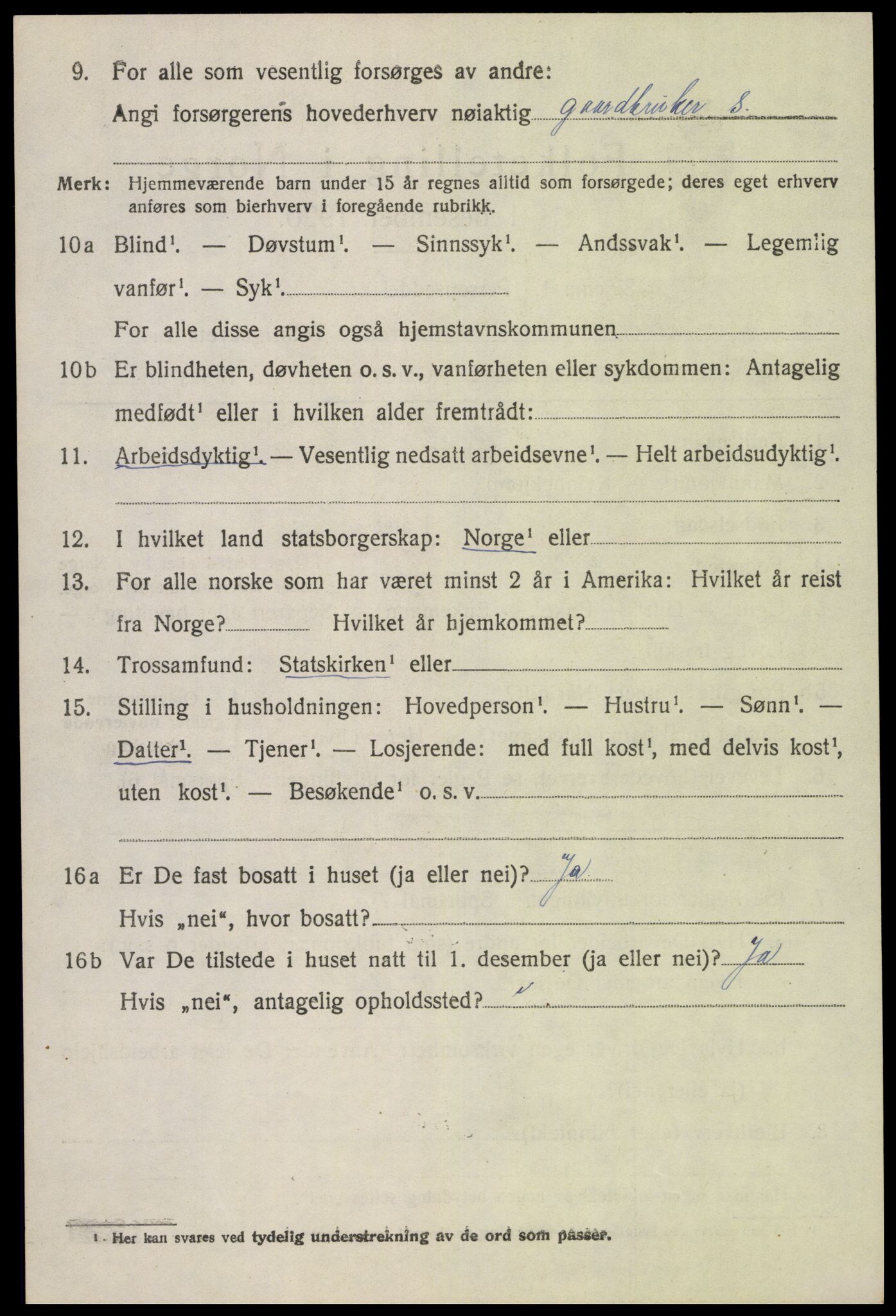 SAK, 1920 census for Gyland, 1920, p. 1641