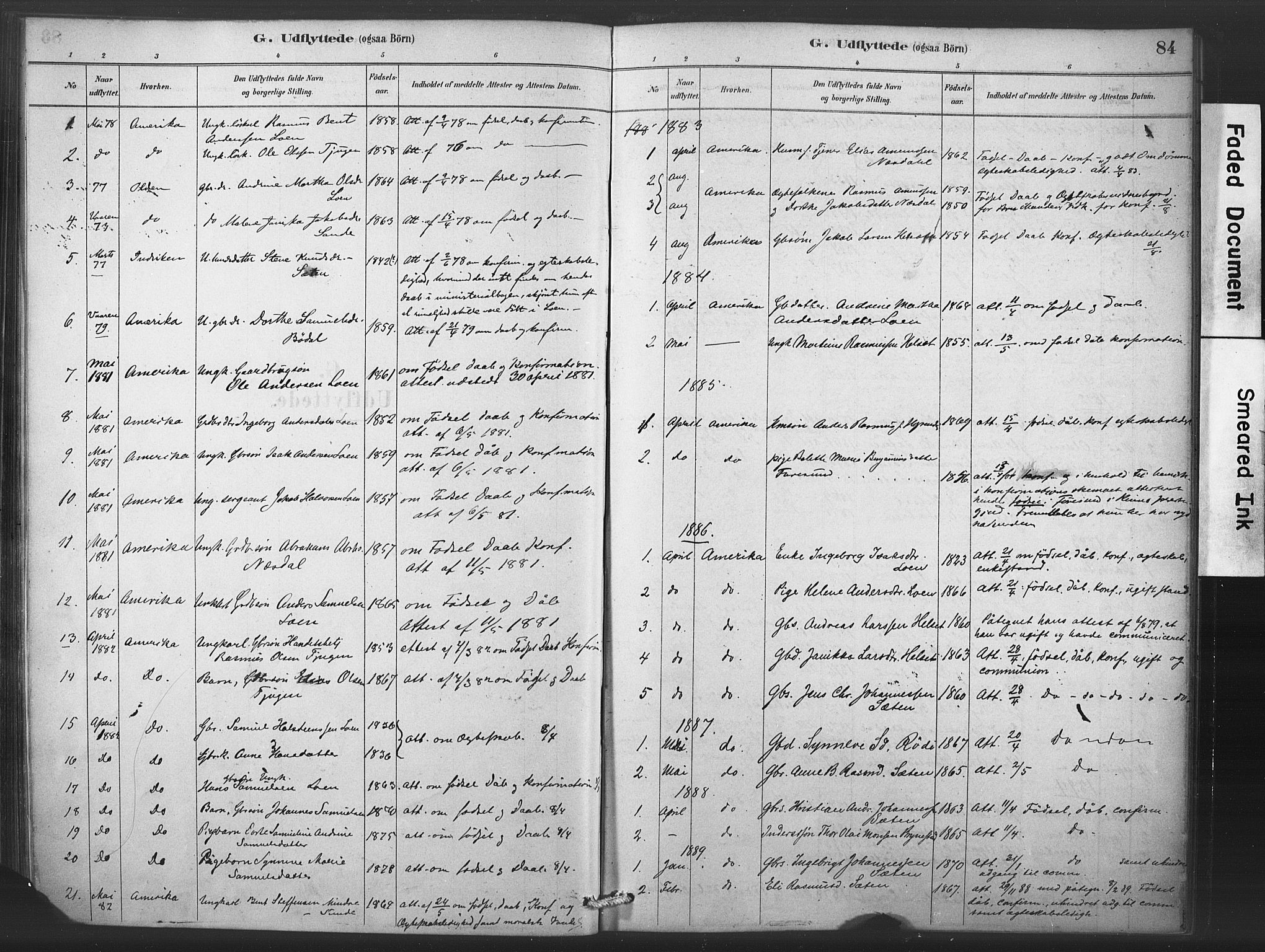 Stryn Sokneprestembete, AV/SAB-A-82501: Parish register (official) no. C 1, 1878-1907, p. 84