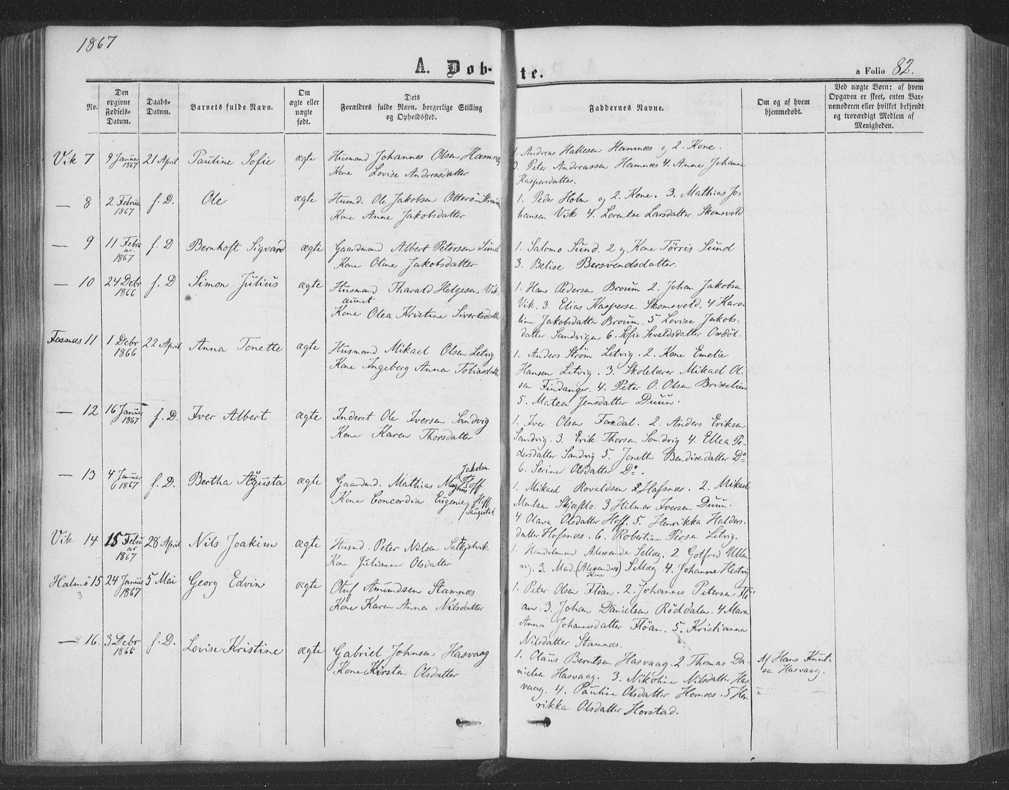 Ministerialprotokoller, klokkerbøker og fødselsregistre - Nord-Trøndelag, SAT/A-1458/773/L0615: Parish register (official) no. 773A06, 1857-1870, p. 82