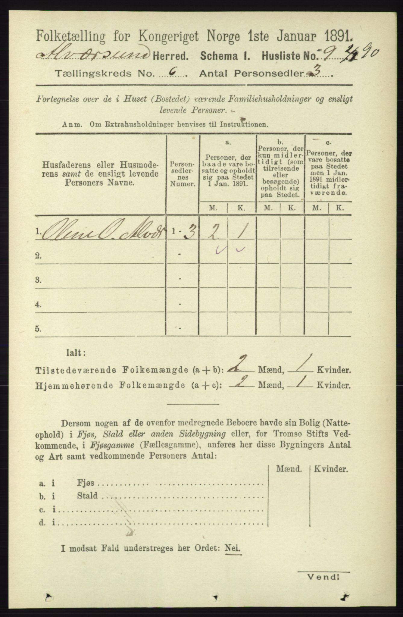 RA, 1891 census for 1257 Alversund, 1891, p. 2017