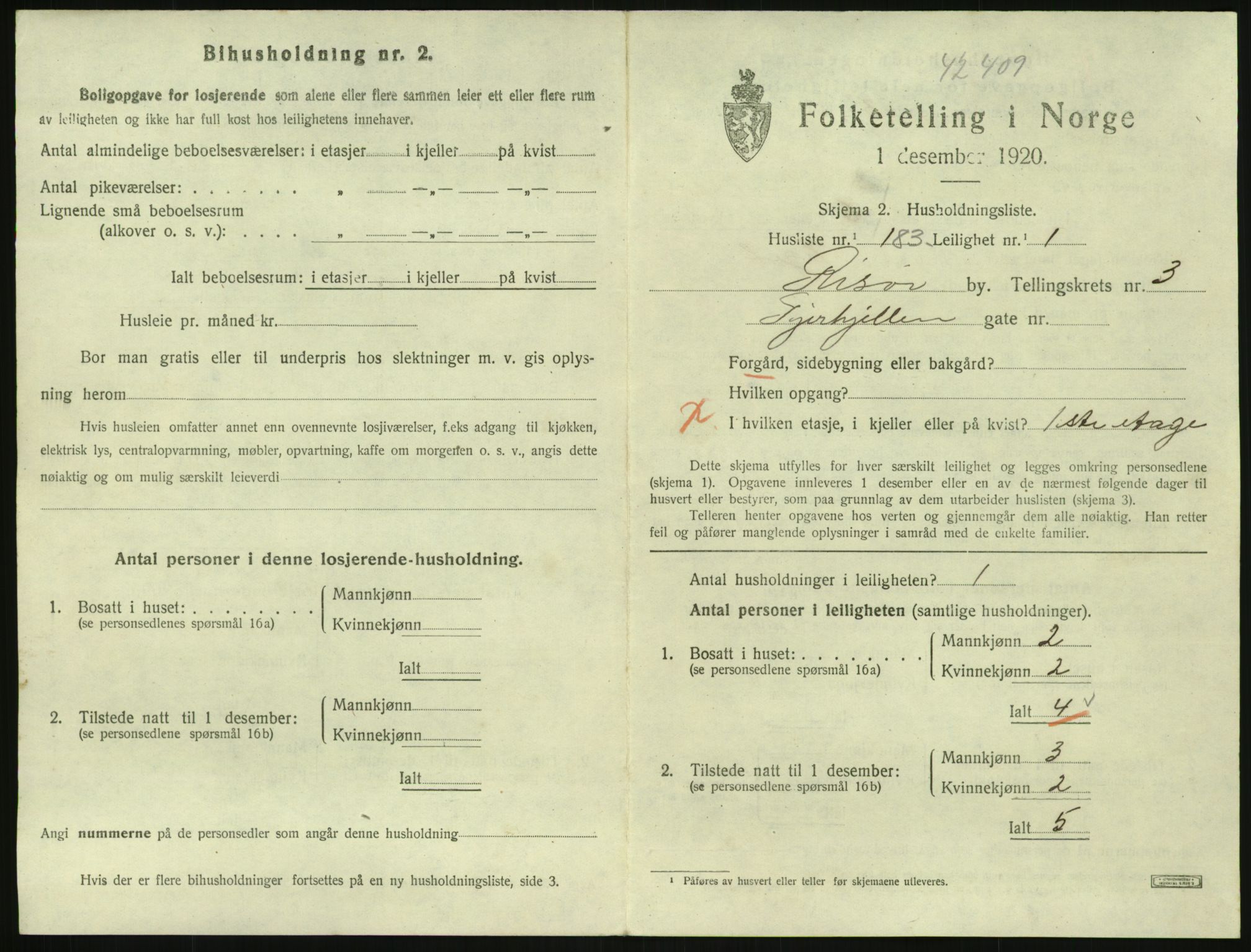 SAK, 1920 census for Risør, 1920, p. 3029