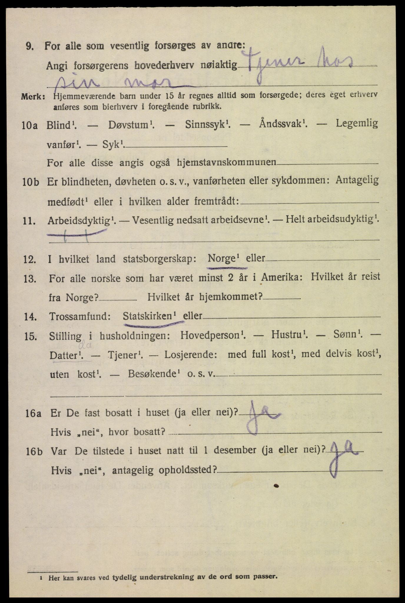 SAK, 1920 census for Åseral, 1920, p. 987