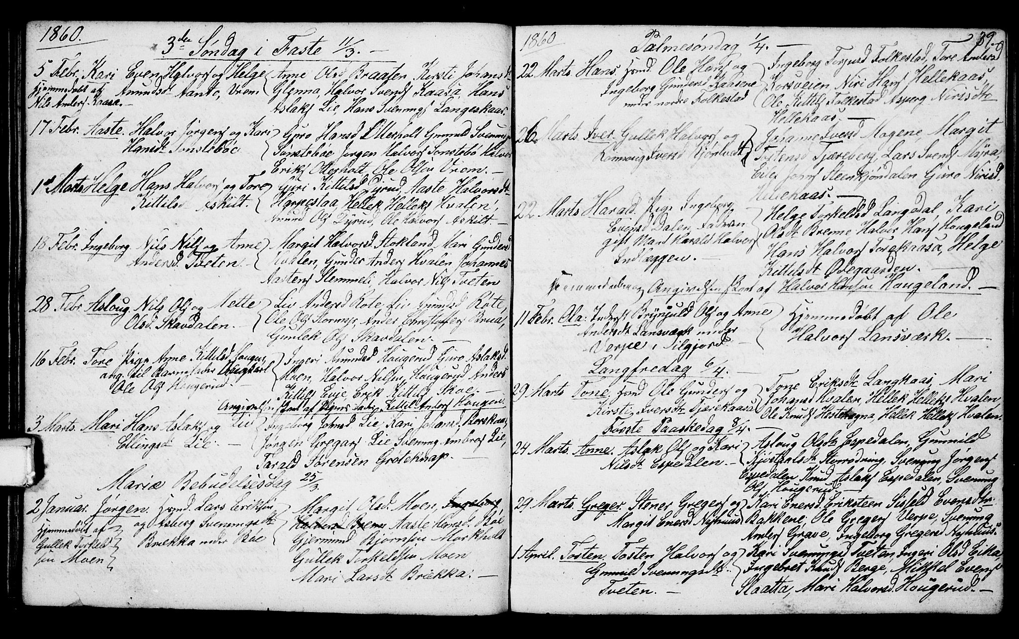 Bø kirkebøker, AV/SAKO-A-257/G/Ga/L0002: Parish register (copy) no. 2, 1853-1866, p. 39