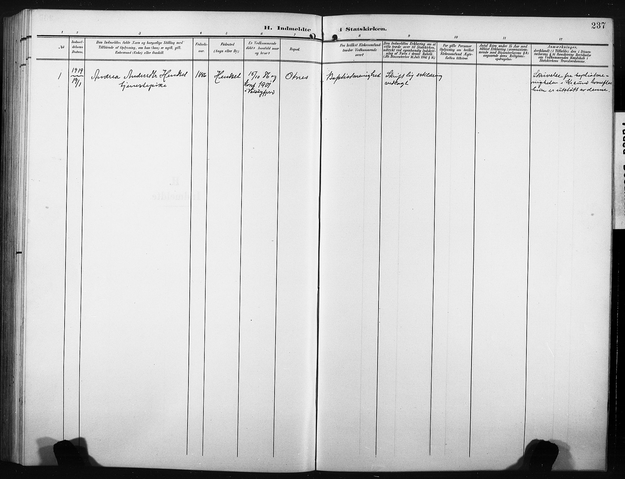 Ministerialprotokoller, klokkerbøker og fødselsregistre - Møre og Romsdal, AV/SAT-A-1454/580/L0927: Parish register (copy) no. 580C02, 1904-1932, p. 237