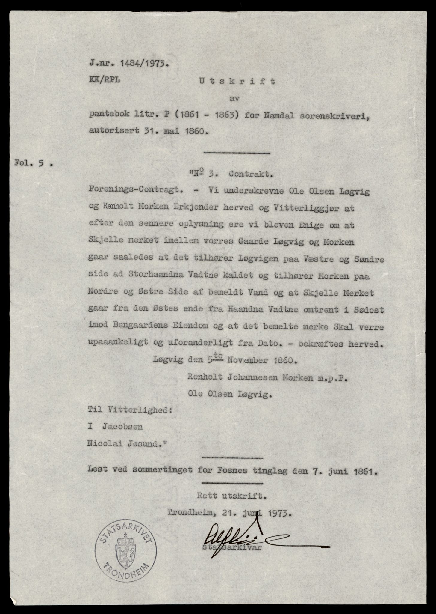 Statsarkivet i Trondheim, SAT/A-4183/J/Jl/L0010: Pantebok P - Q, 1861-1865