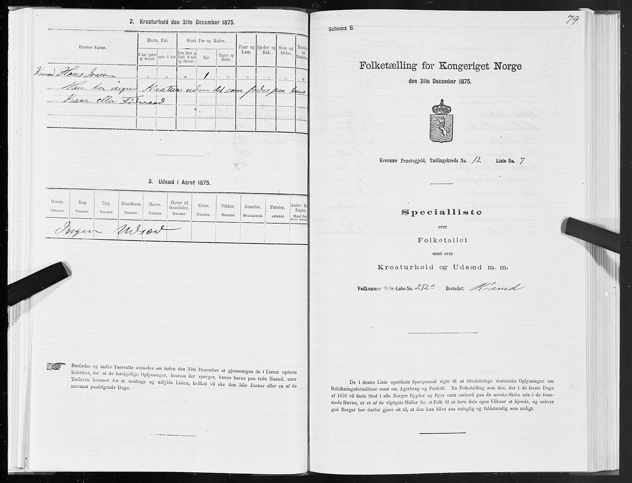 SAT, 1875 census for 1553P Kvernes, 1875, p. 6079