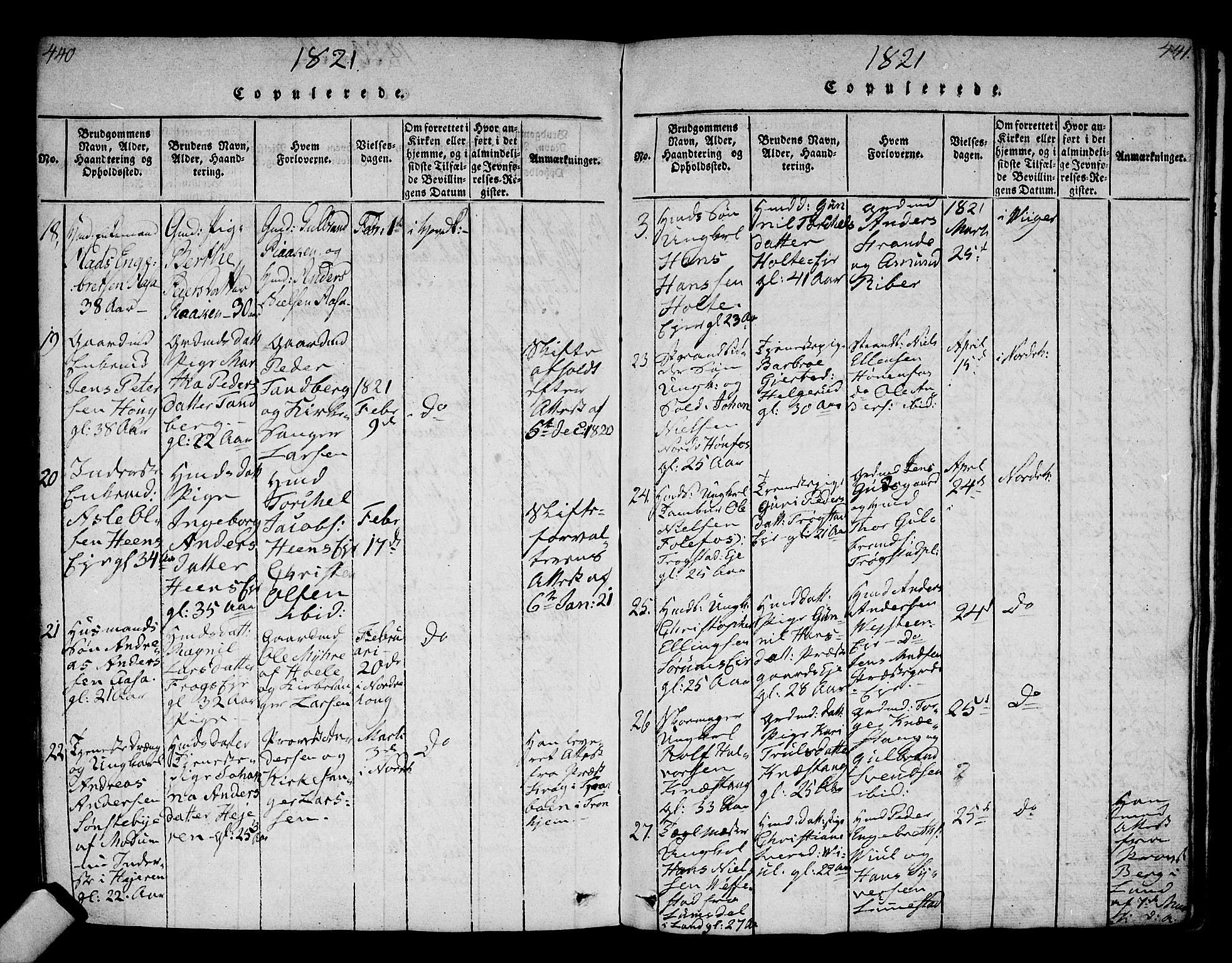 Norderhov kirkebøker, AV/SAKO-A-237/F/Fa/L0008: Parish register (official) no. 8, 1814-1833, p. 440-441