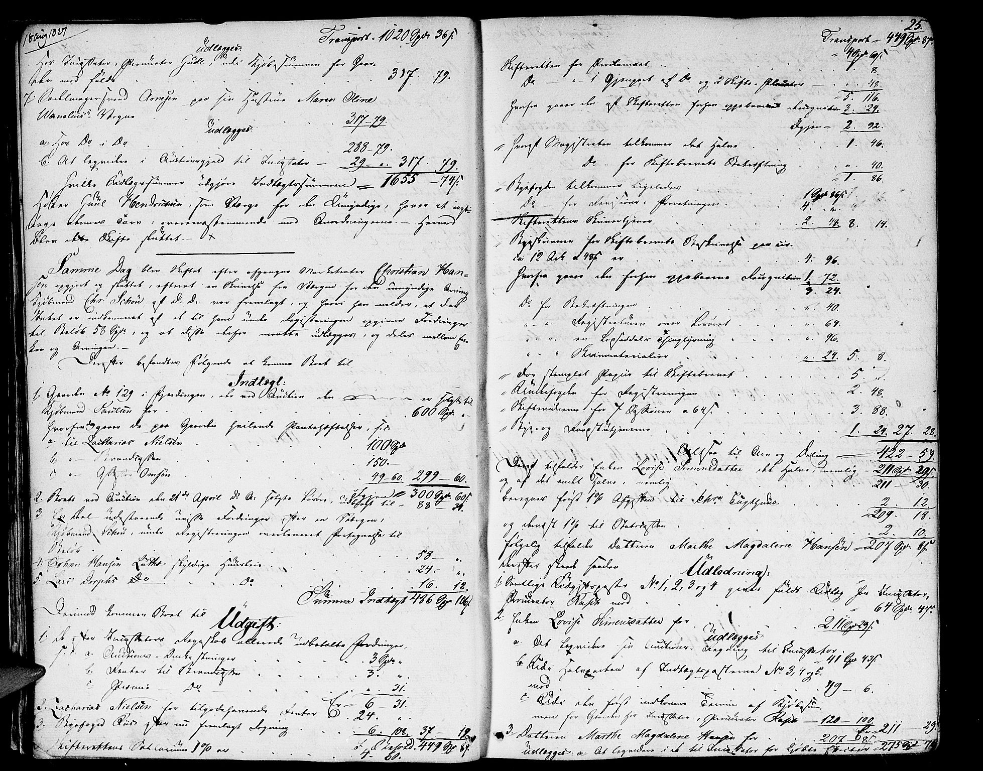 Oslo skifterett, AV/SAO-A-10383/H/Hd/Hda/L0001a: Skifteutlodningsprotokoll, 1827-1839, p. 24b-25a
