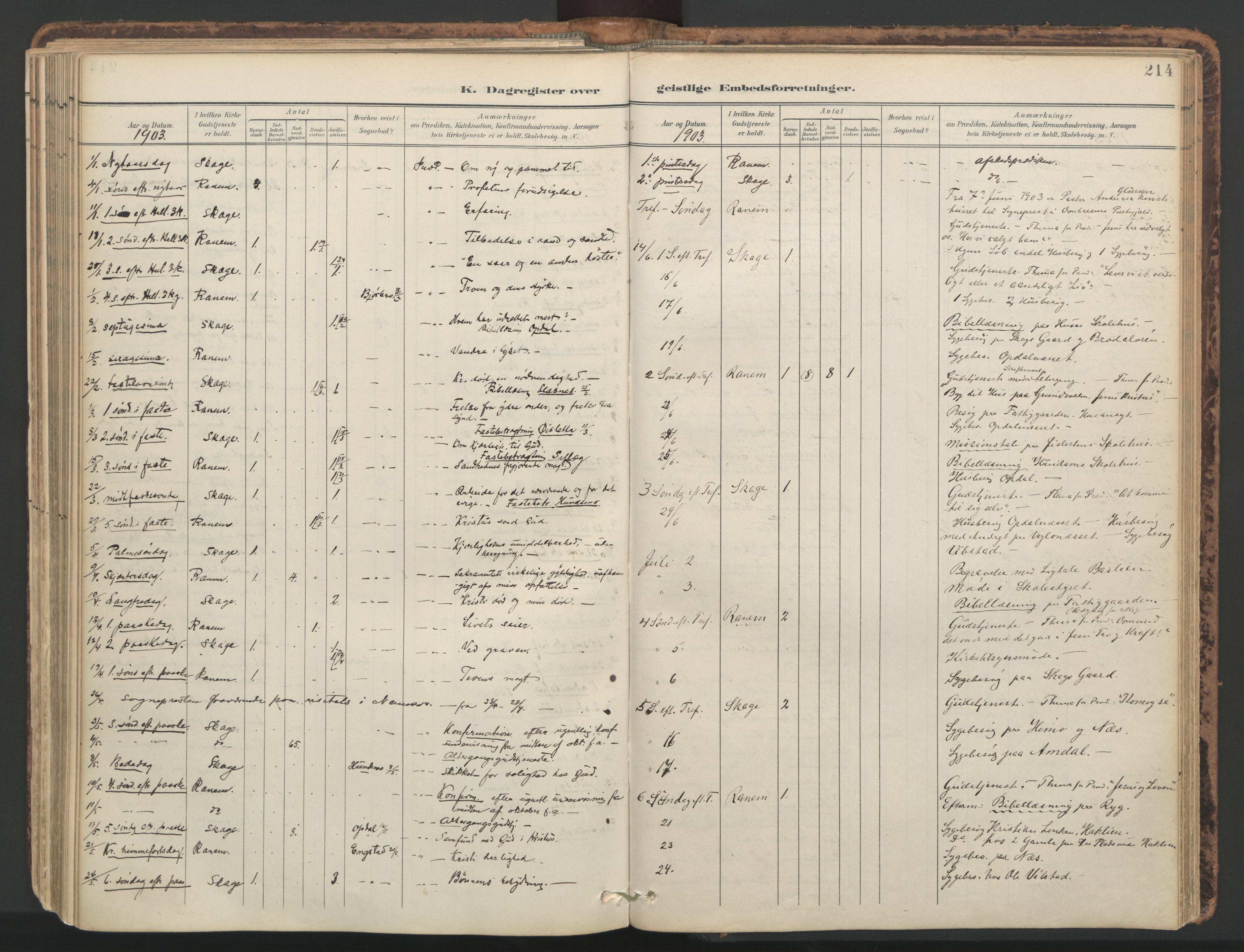 Ministerialprotokoller, klokkerbøker og fødselsregistre - Nord-Trøndelag, SAT/A-1458/764/L0556: Parish register (official) no. 764A11, 1897-1924, p. 214