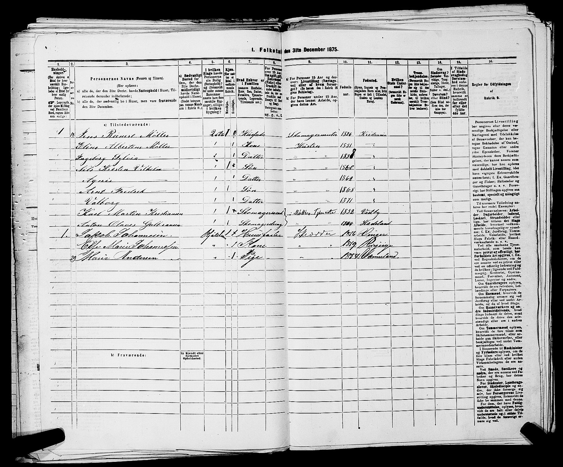 RA, 1875 census for 0301 Kristiania, 1875, p. 462