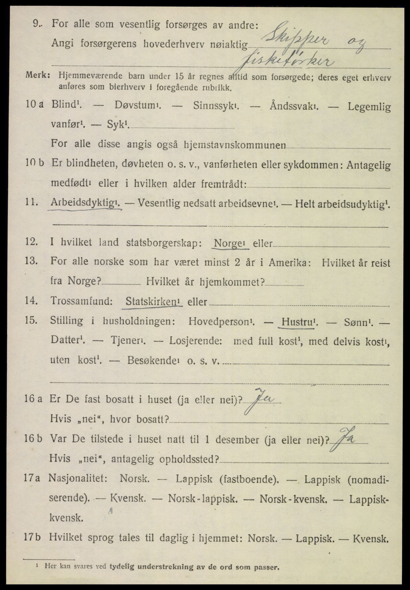 SAT, 1920 census for Gildeskål, 1920, p. 5047