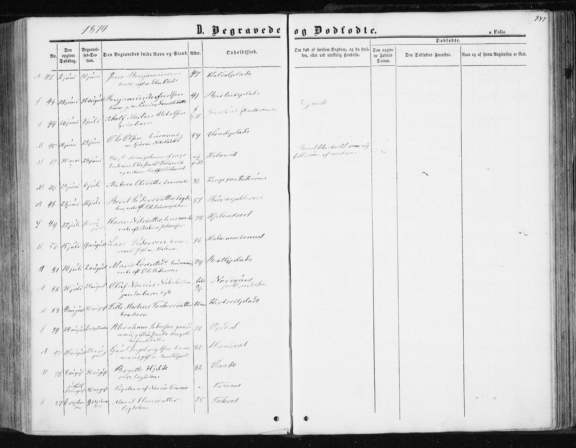 Ministerialprotokoller, klokkerbøker og fødselsregistre - Nord-Trøndelag, SAT/A-1458/741/L0394: Parish register (official) no. 741A08, 1864-1877, p. 347
