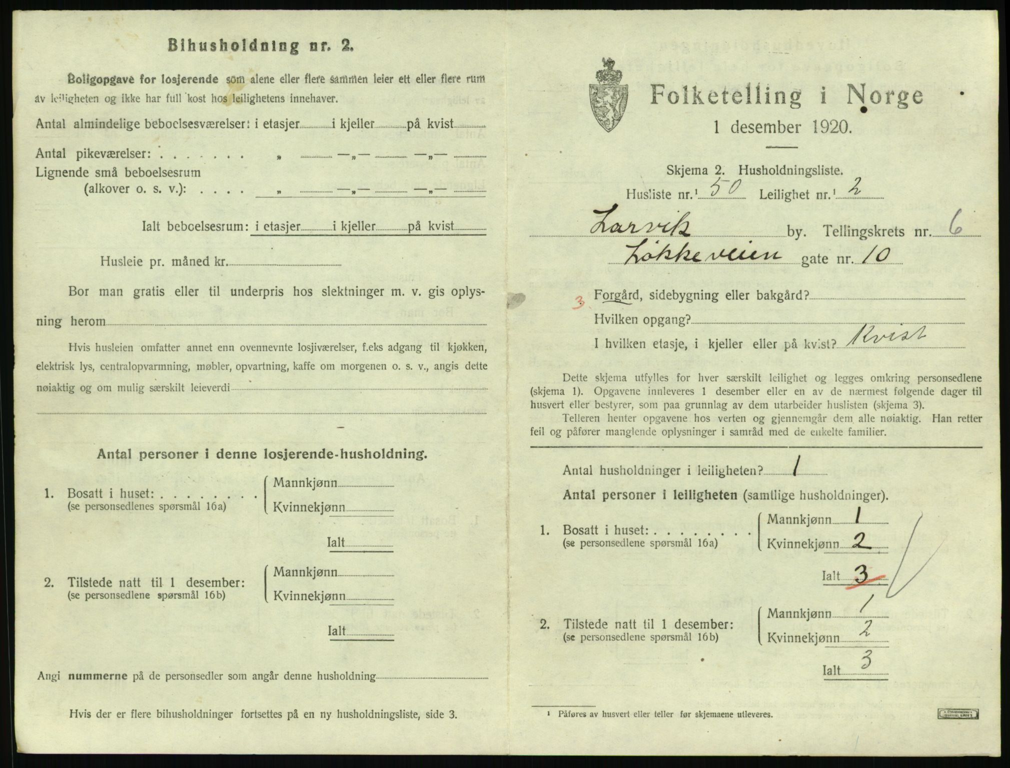 SAKO, 1920 census for Larvik, 1920, p. 5576