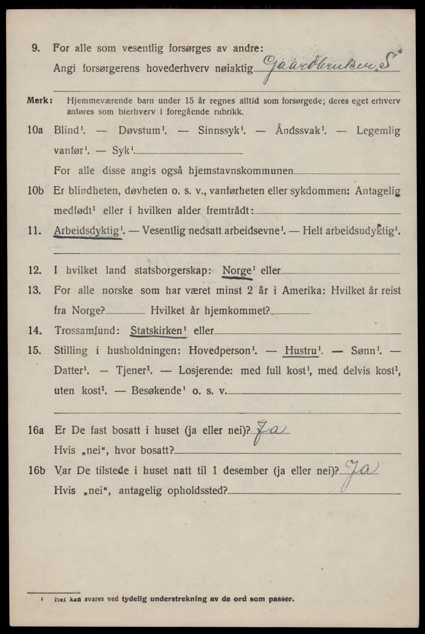 SAST, 1920 census for Suldal, 1920, p. 1853