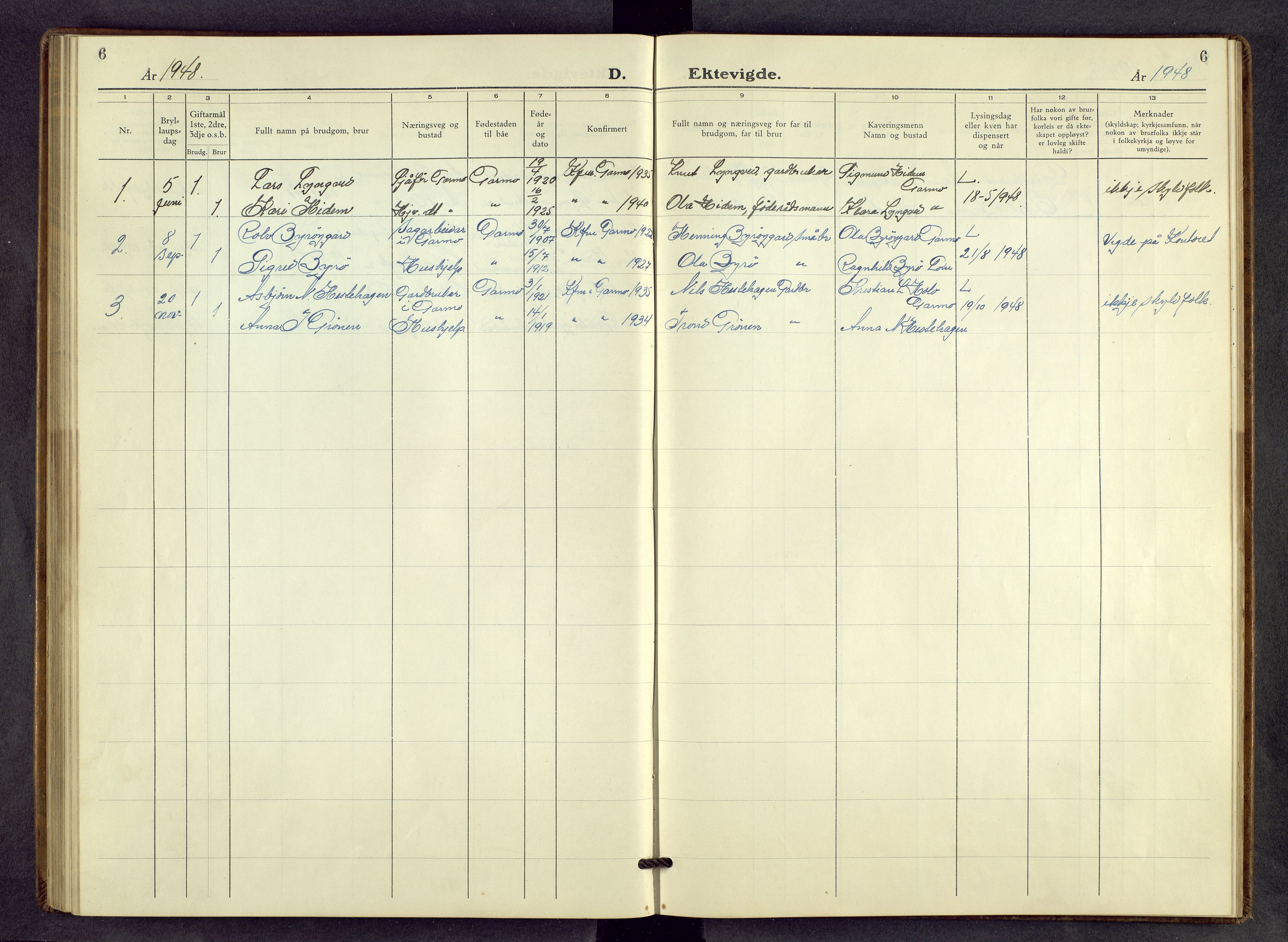 Lom prestekontor, AV/SAH-PREST-070/L/L0010: Parish register (copy) no. 10, 1940-1963, p. 6