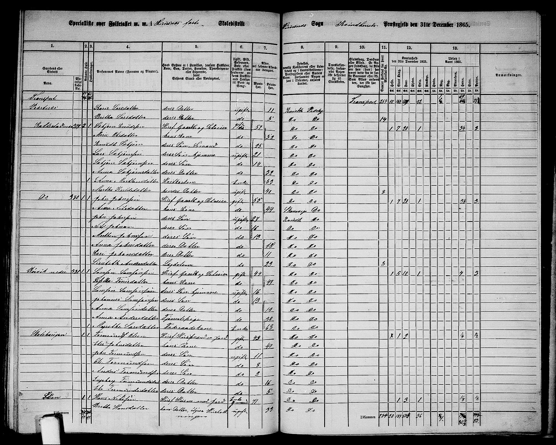 RA, 1865 census for Kvinnherad, 1865, p. 187