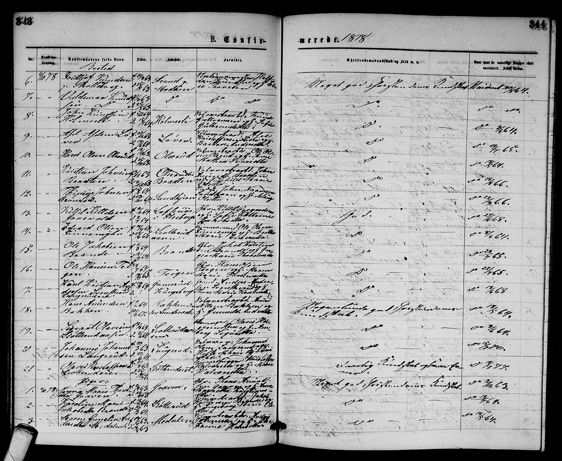 Sandsvær kirkebøker, AV/SAKO-A-244/G/Gb/L0001: Parish register (copy) no. II 1, 1874-1885, p. 343-344