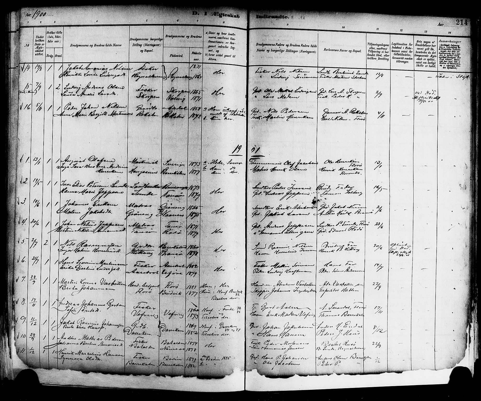 Kinn sokneprestembete, SAB/A-80801/H/Hab/Haba/L0002: Parish register (copy) no. A 2, 1882-1906, p. 214