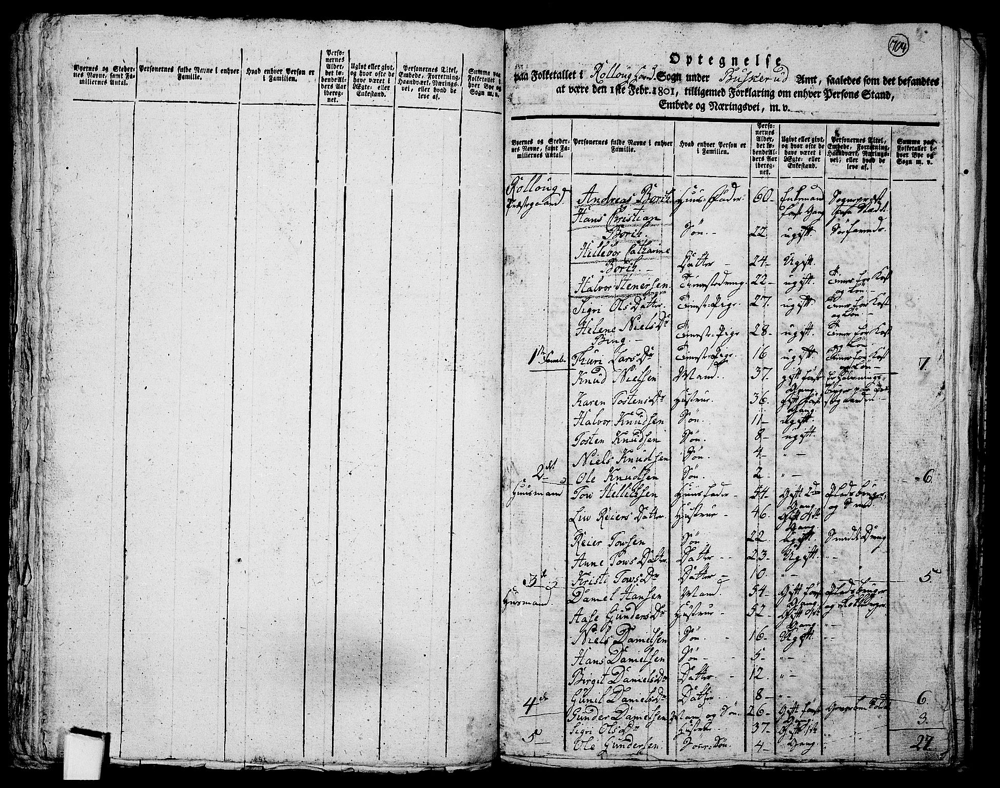 RA, 1801 census for 0632P Rollag, 1801, p. 703b-704a