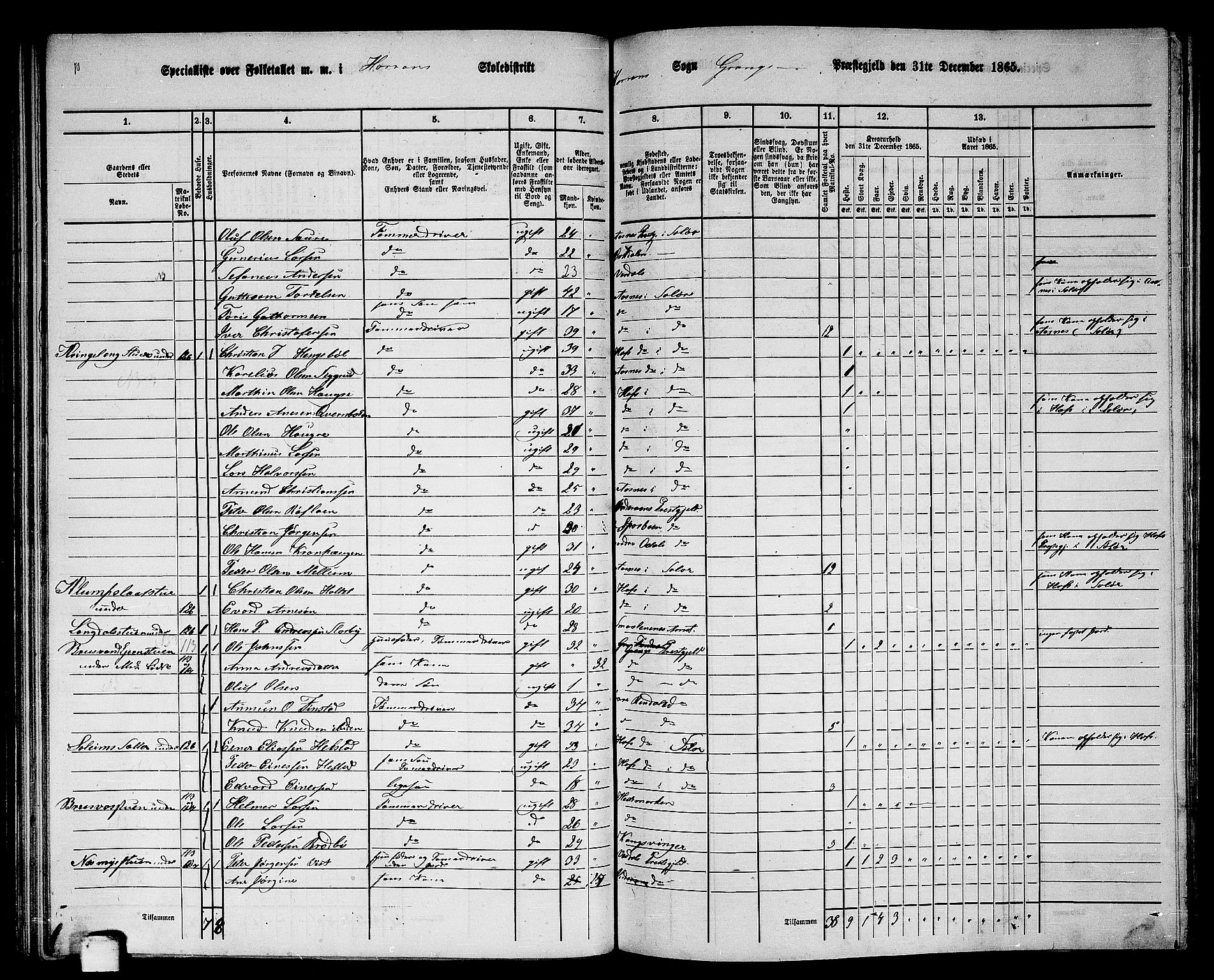 RA, 1865 census for Grong, 1865, p. 105