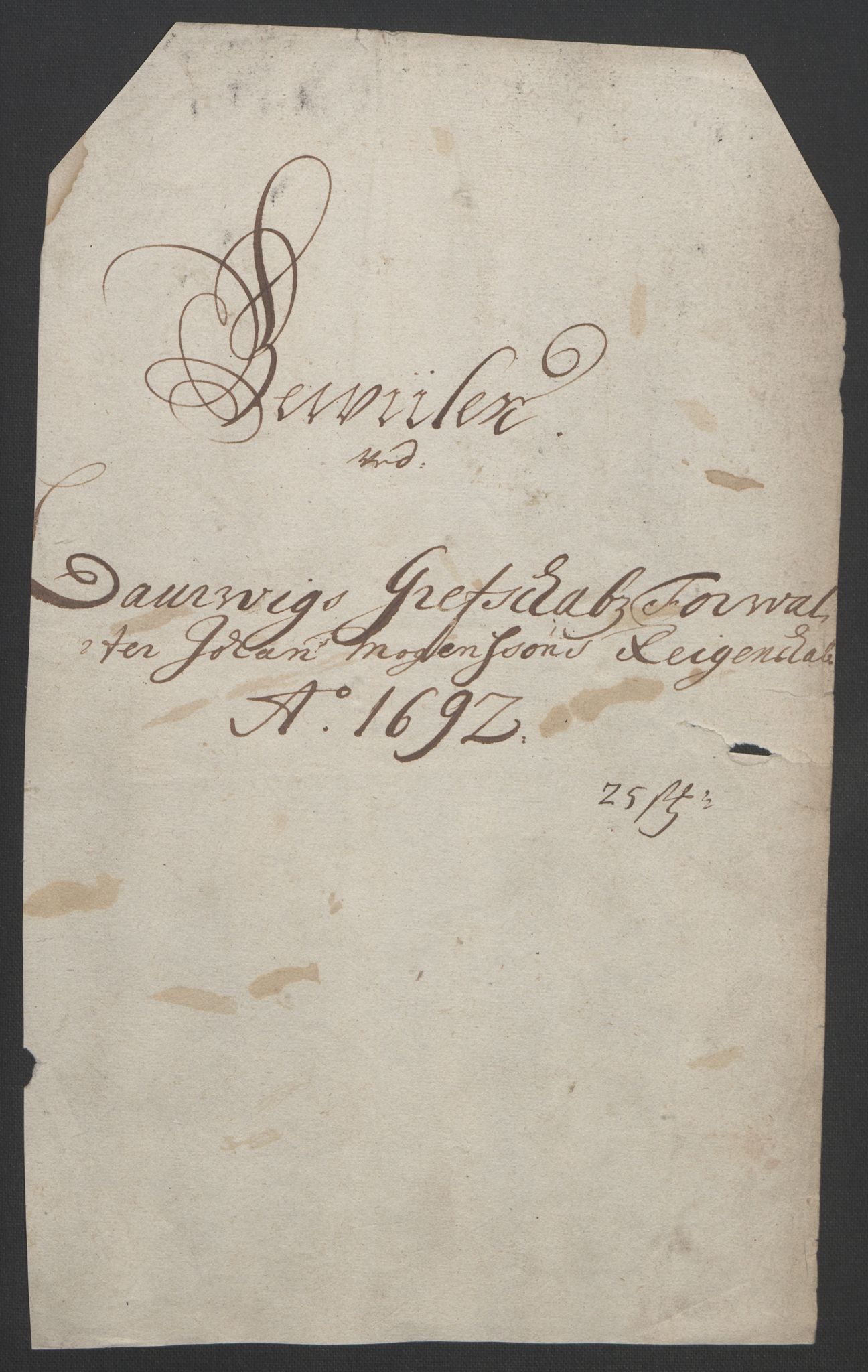 Rentekammeret inntil 1814, Reviderte regnskaper, Fogderegnskap, RA/EA-4092/R33/L1973: Fogderegnskap Larvik grevskap, 1692, p. 198