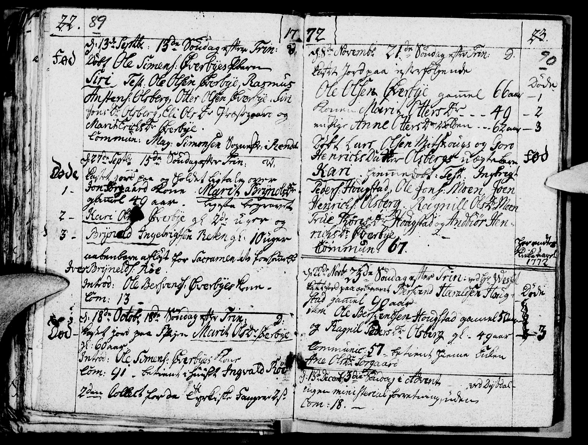 Tynset prestekontor, SAH/PREST-058/H/Ha/Haa/L0005: Parish register (official) no. 5, 1761-1776, p. 89-90