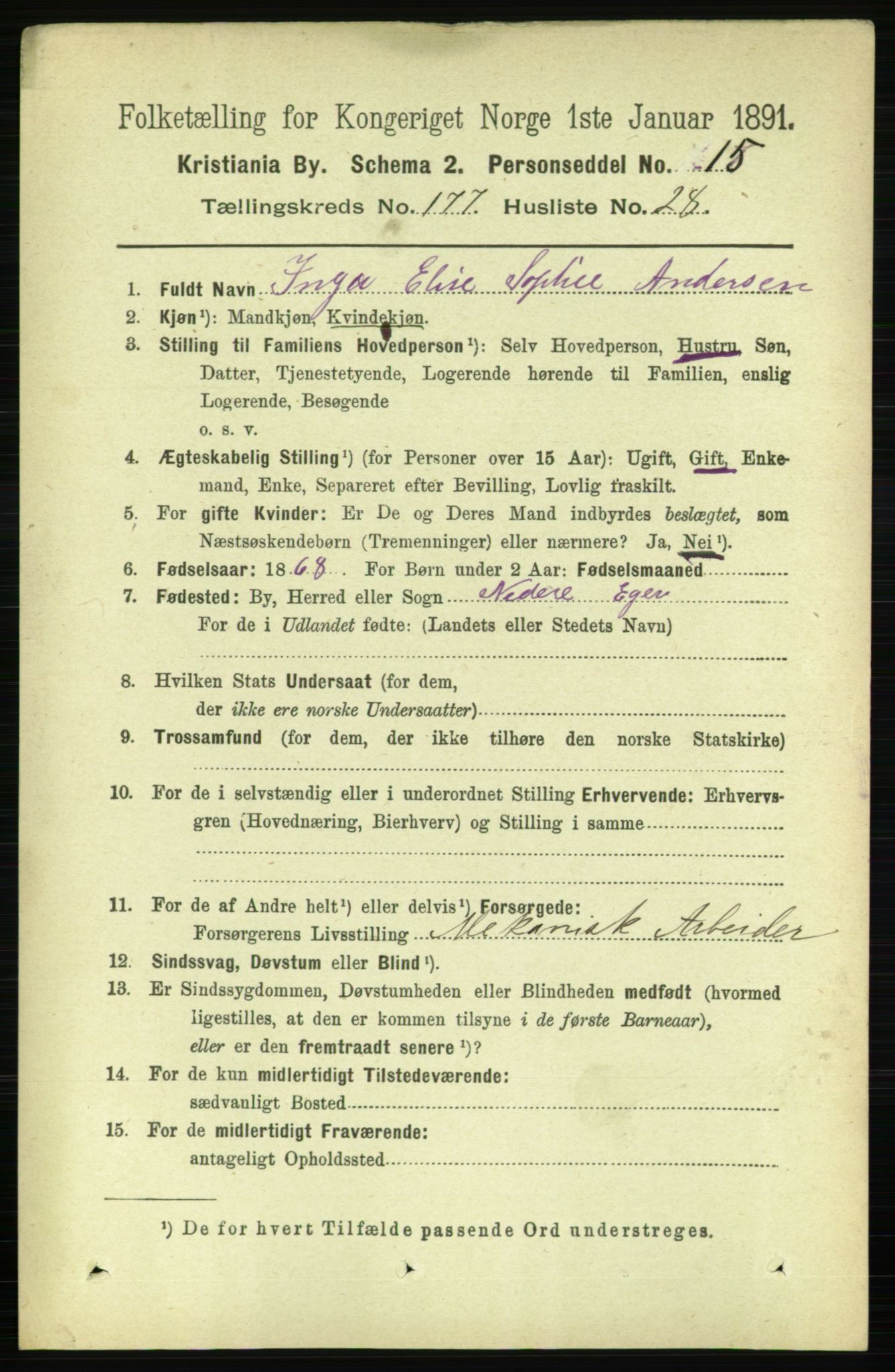 RA, 1891 census for 0301 Kristiania, 1891, p. 106987