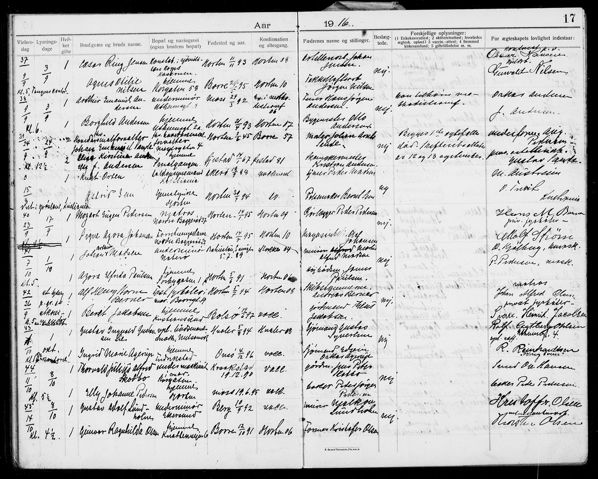 Horten kirkebøker, AV/SAKO-A-348/H/Ha/L0005: Banns register no. 5, 1914-1923, p. 17