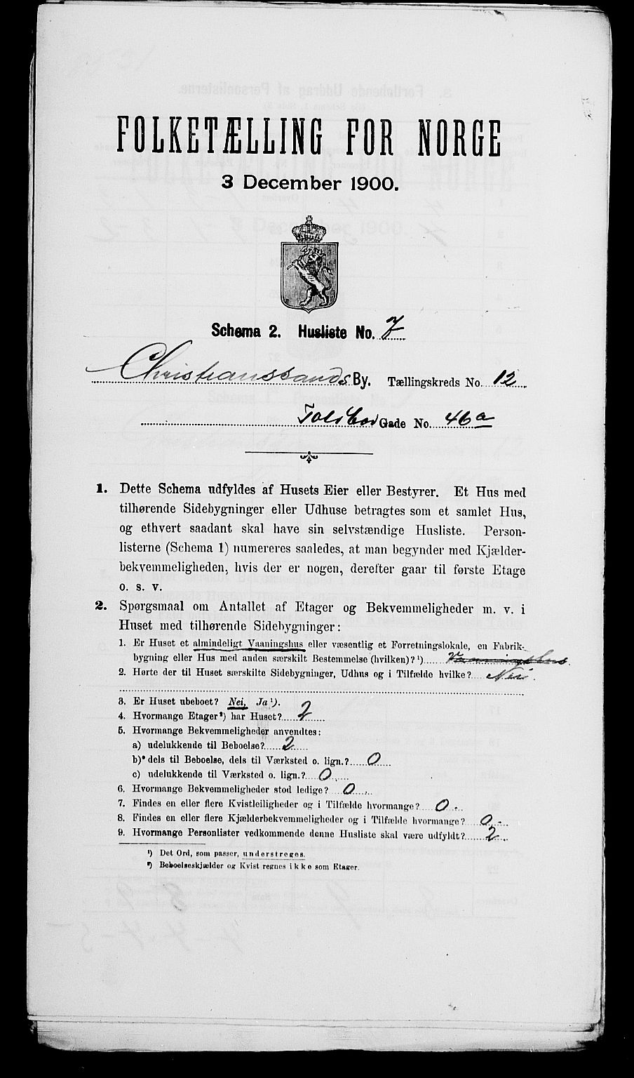 SAK, 1900 census for Kristiansand, 1900, p. 1437