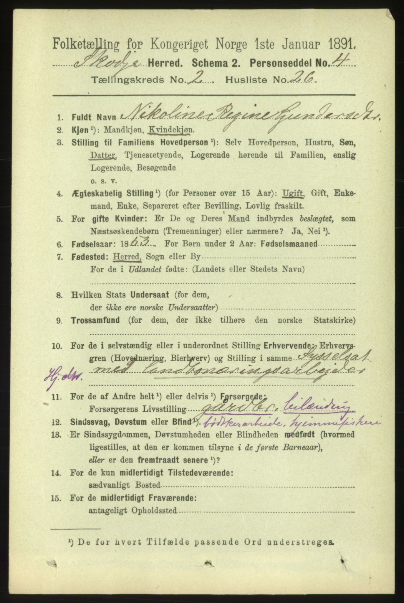 RA, 1891 census for 1529 Skodje, 1891, p. 432